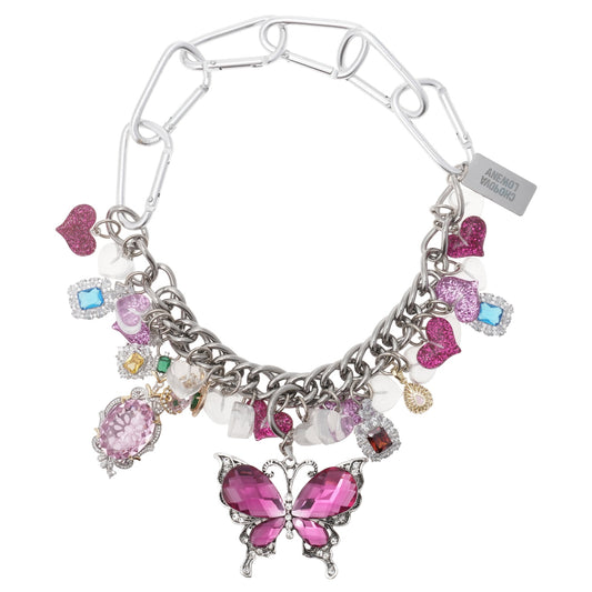 FLY MY LOVE CARABINER NECKLACE / PINK