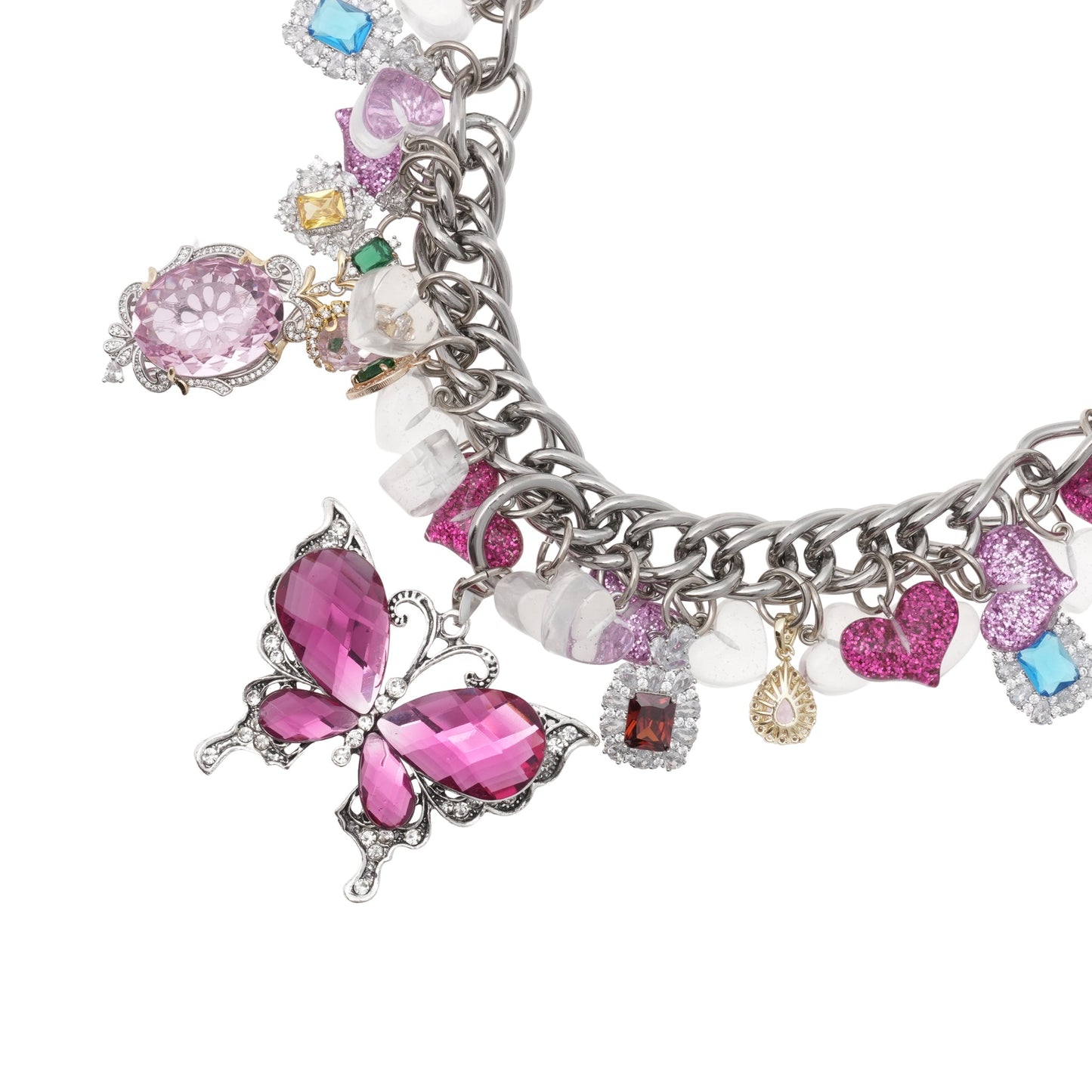 FLY MY LOVE CARABINER NECKLACE / PINK