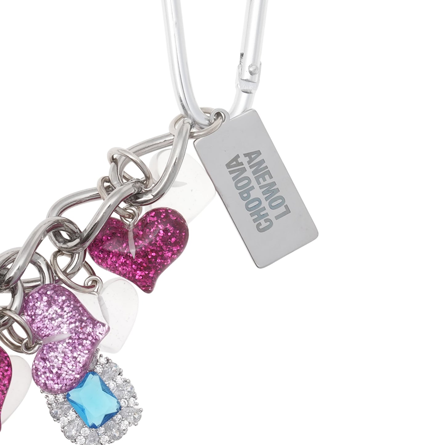 FLY MY LOVE CARABINER NECKLACE / PINK