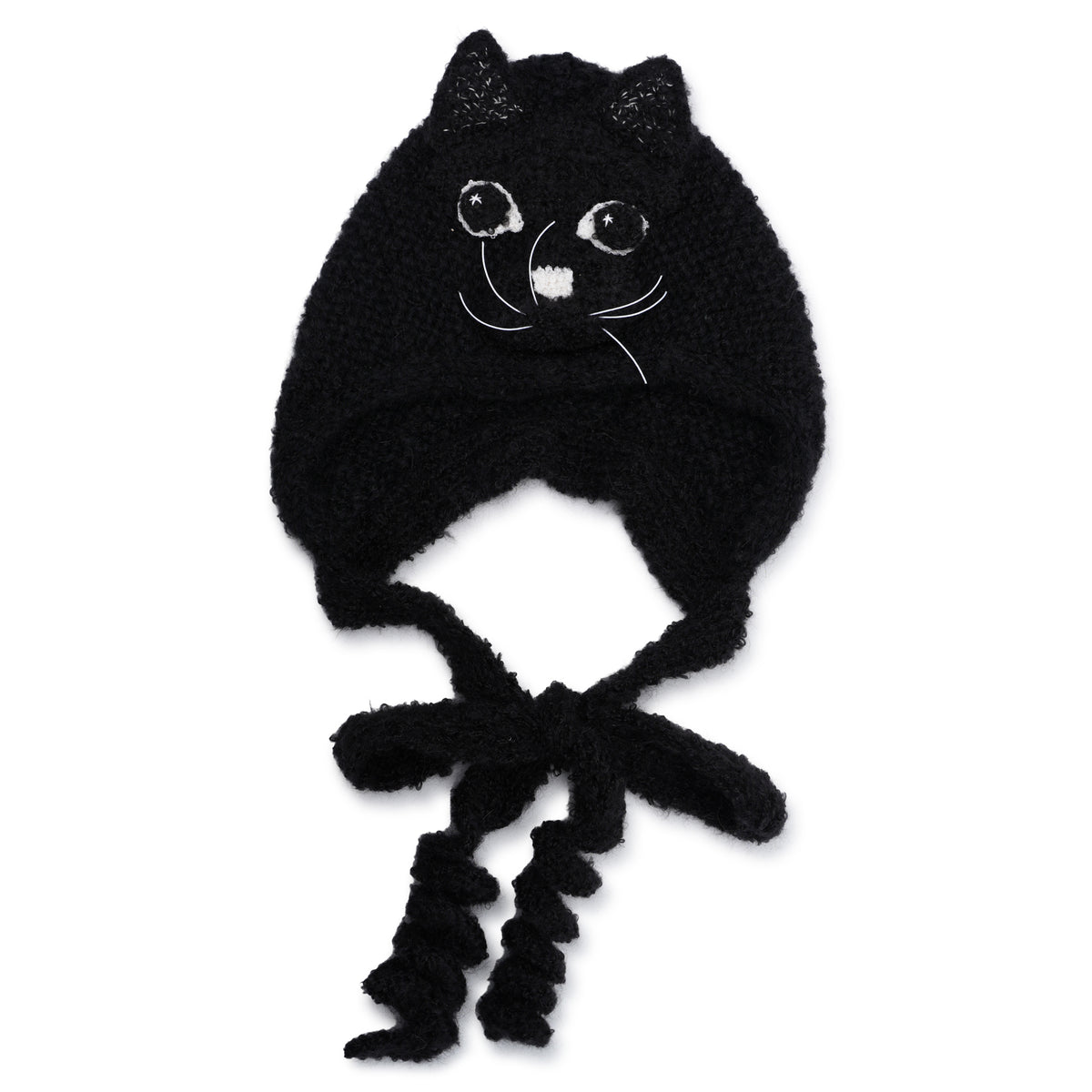 KITTY KNITTED BONNET / BLACK