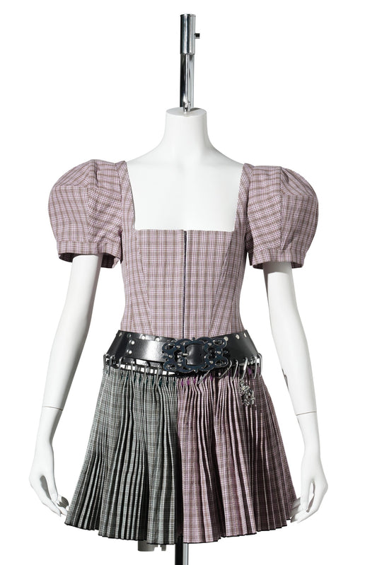 CARLY CARABINER DRESS / PINK AND GREEN