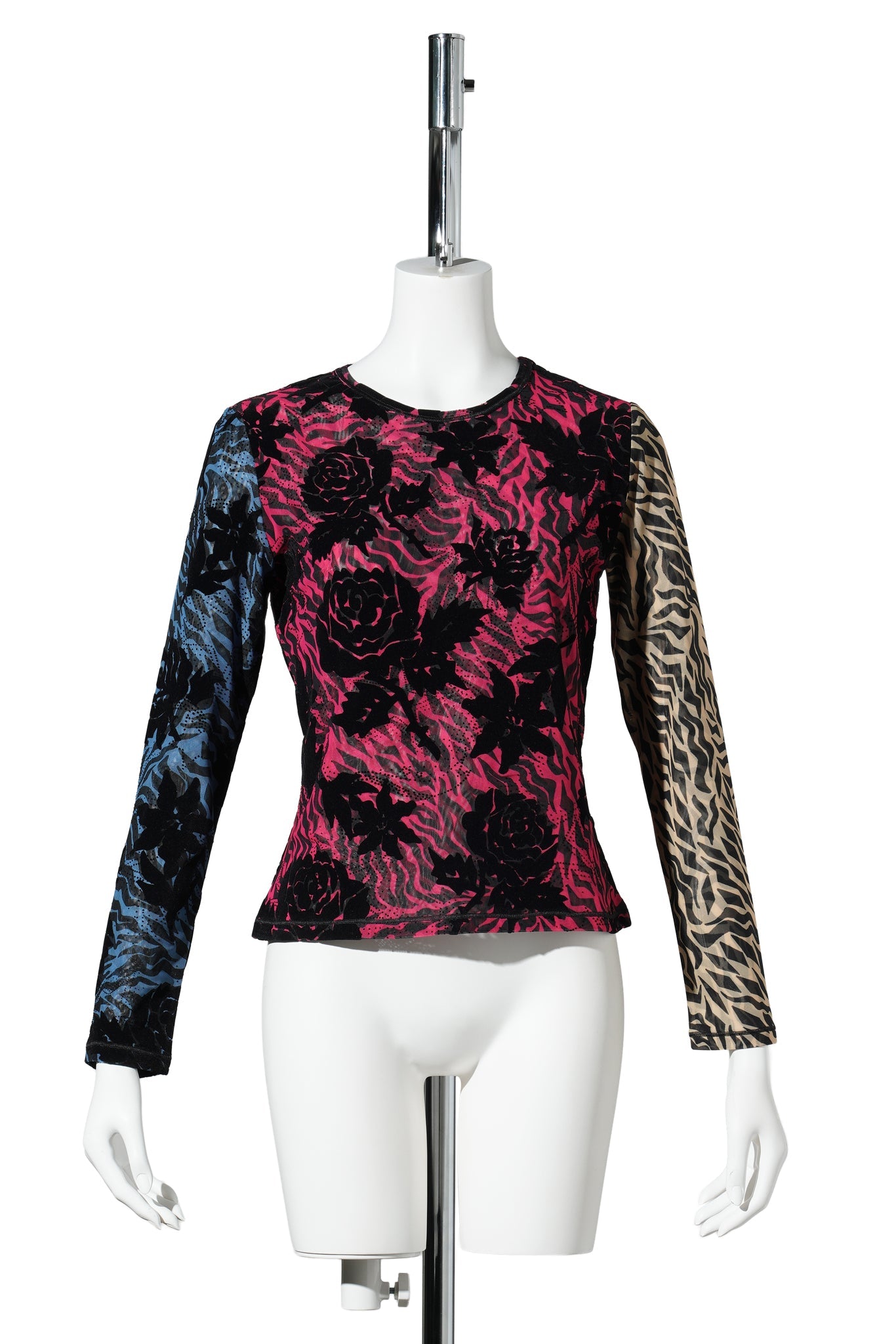 TOTALLY TIGER FLOCKED MESH LS TOP / MULTI