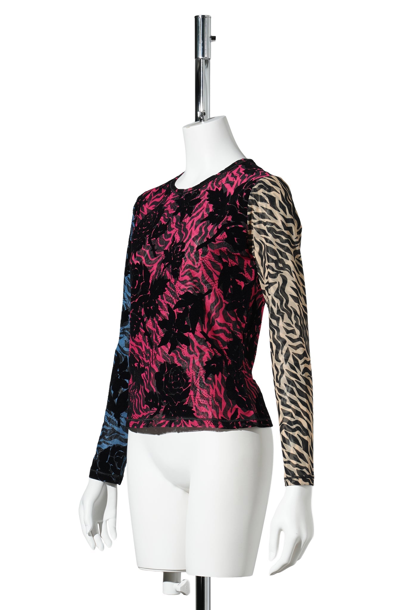 TOTALLY TIGER FLOCKED MESH LS TOP / MULTI