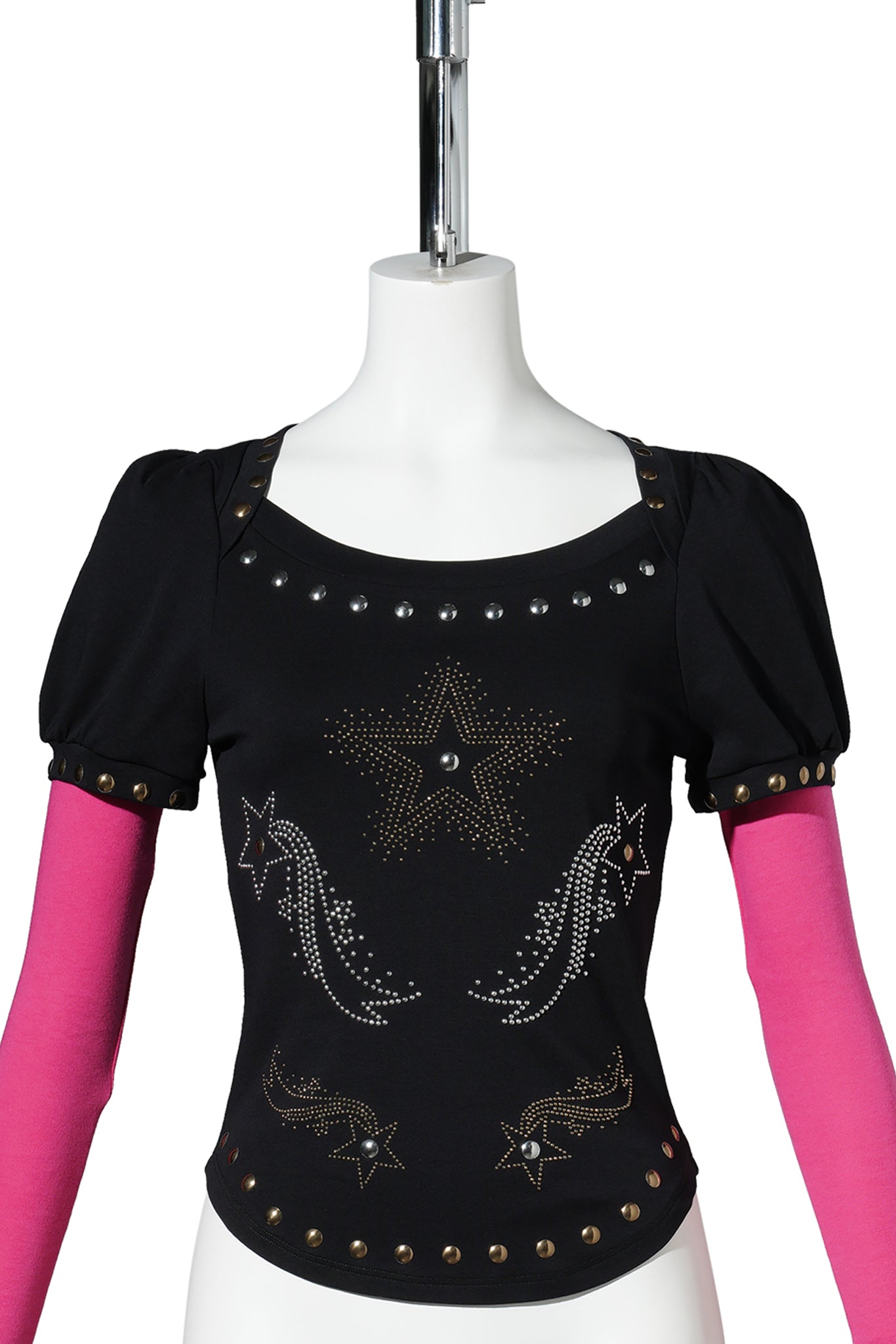 JANINE JERSEY TOP / BLACK AND PINK