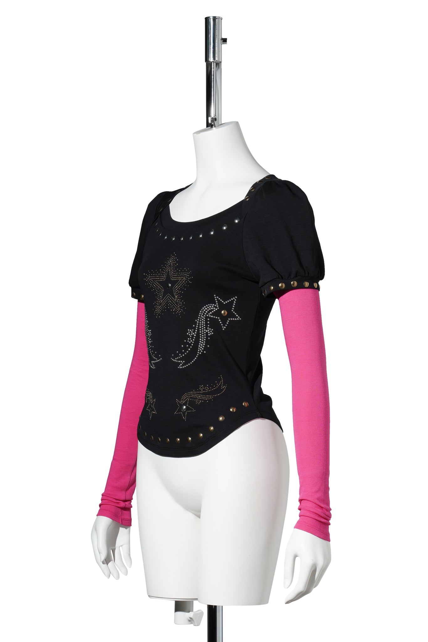 JANINE JERSEY TOP / BLACK AND PINK