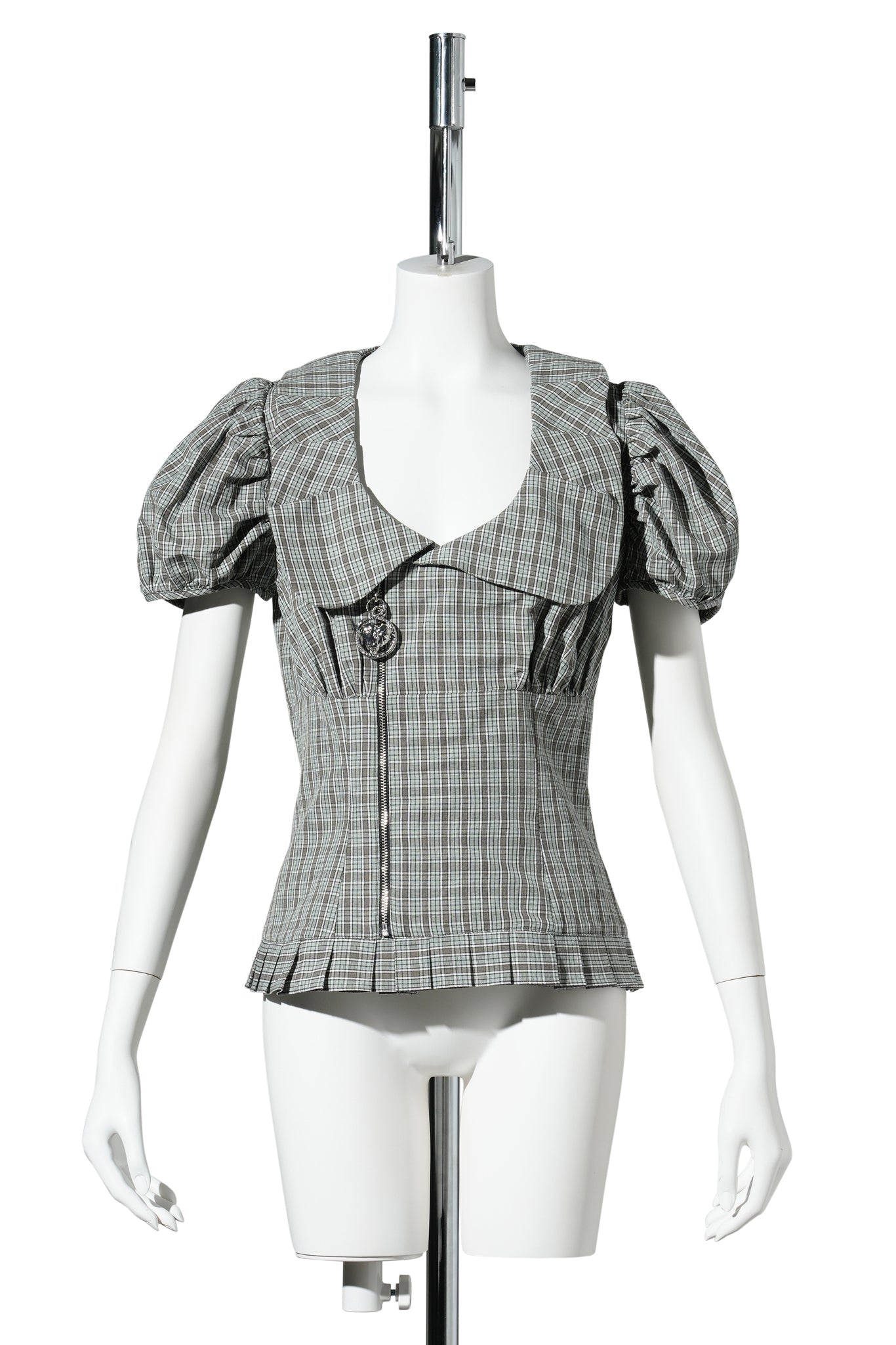 SPIKE TARTAN BLOUSE / GREEN TARTAN