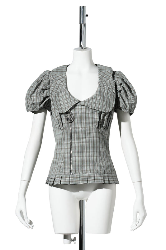 SPIKE TARTAN BLOUSE / GREEN TARTAN