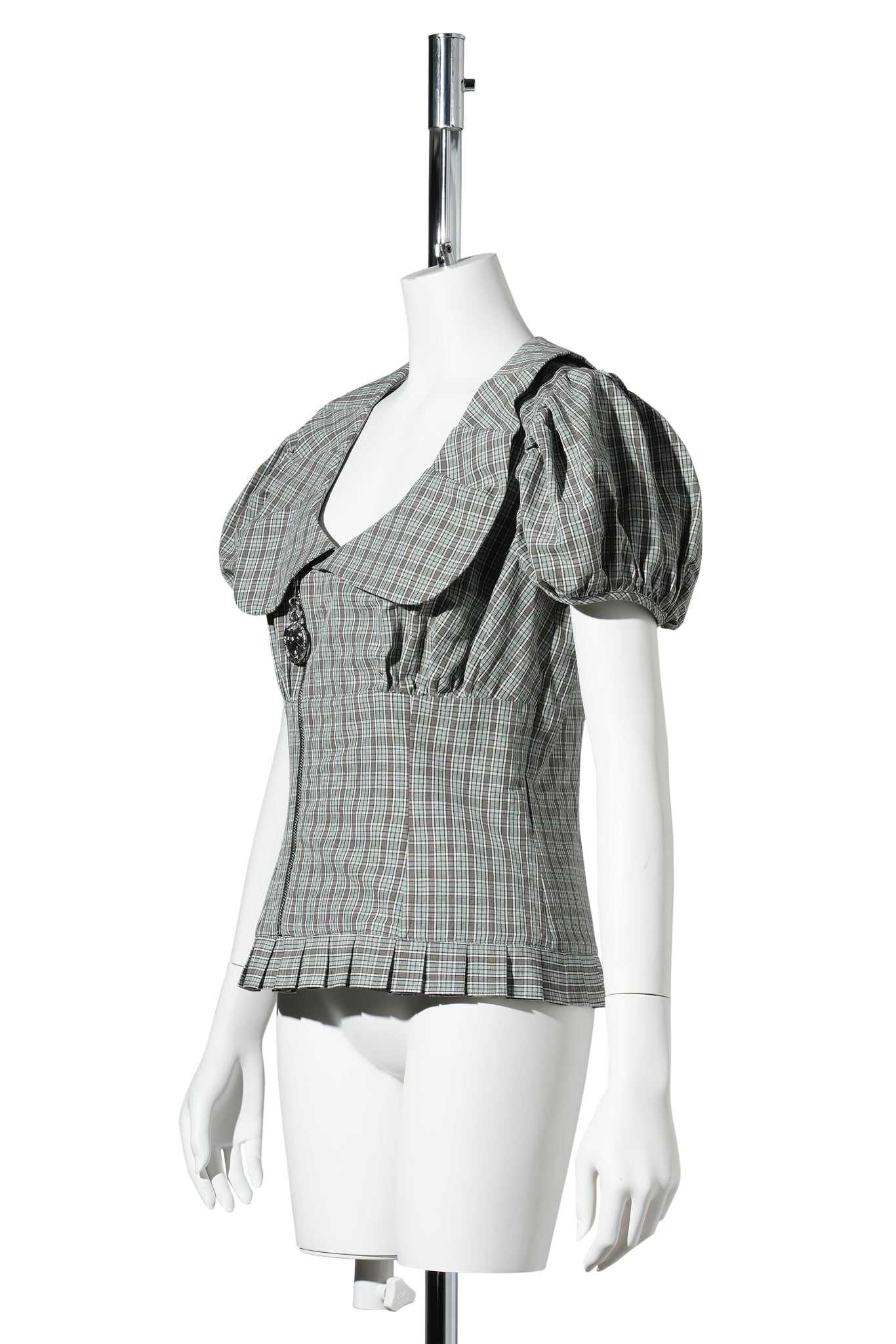SPIKE TARTAN BLOUSE / GREEN TARTAN