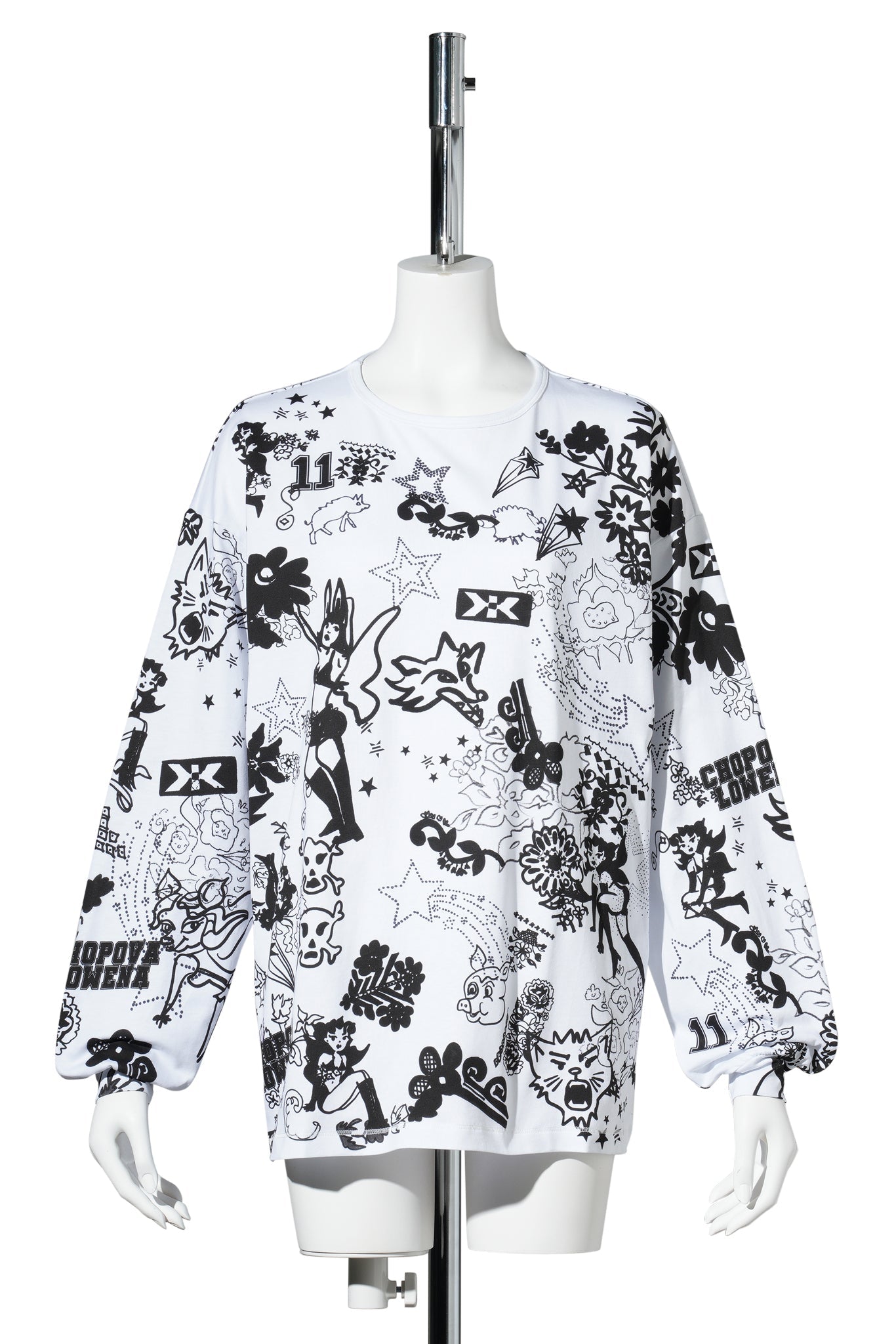 GO GO OVERSIZED JERSEY TOP / BLACK AND WHITE