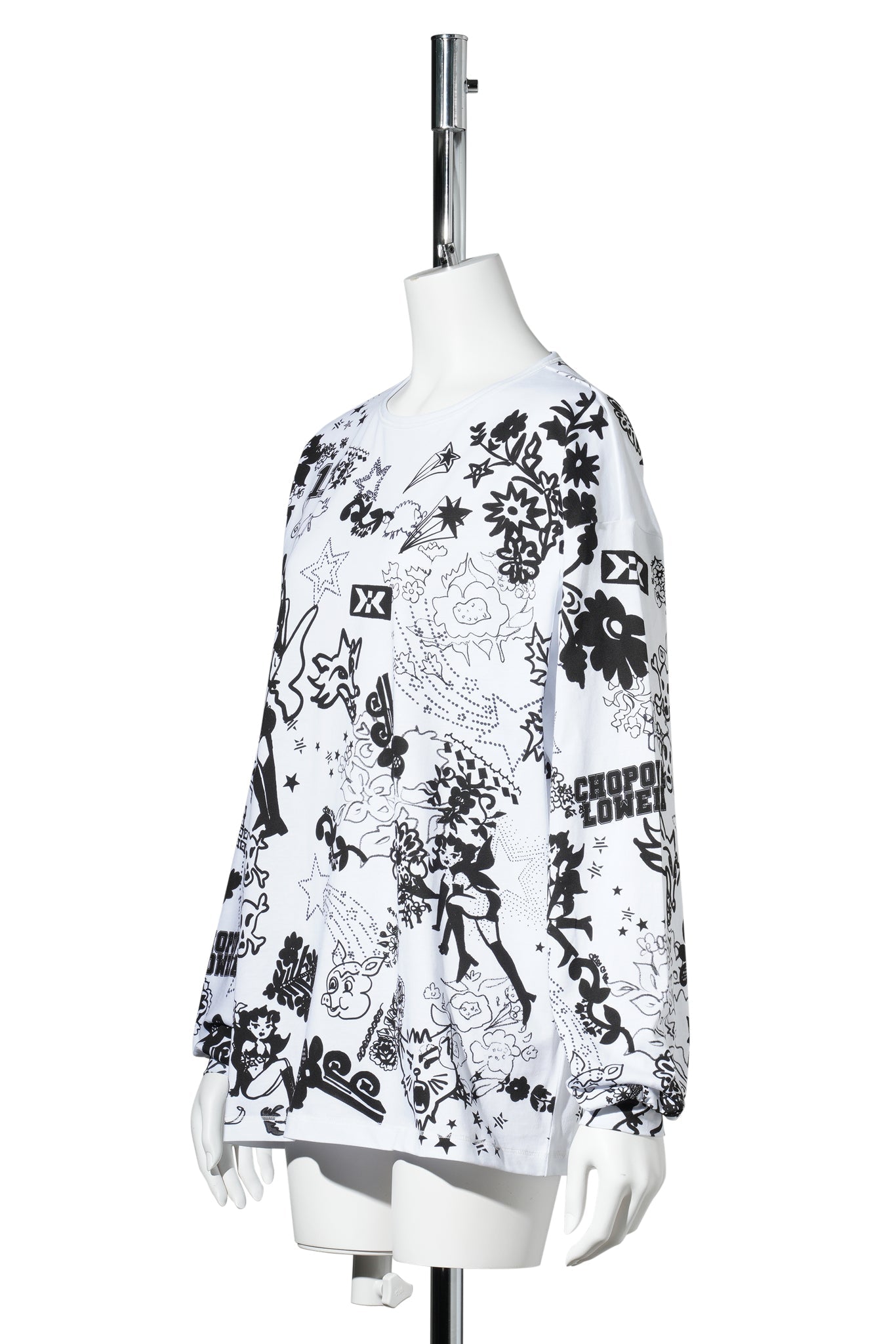 GO GO OVERSIZED JERSEY TOP / BLACK AND WHITE