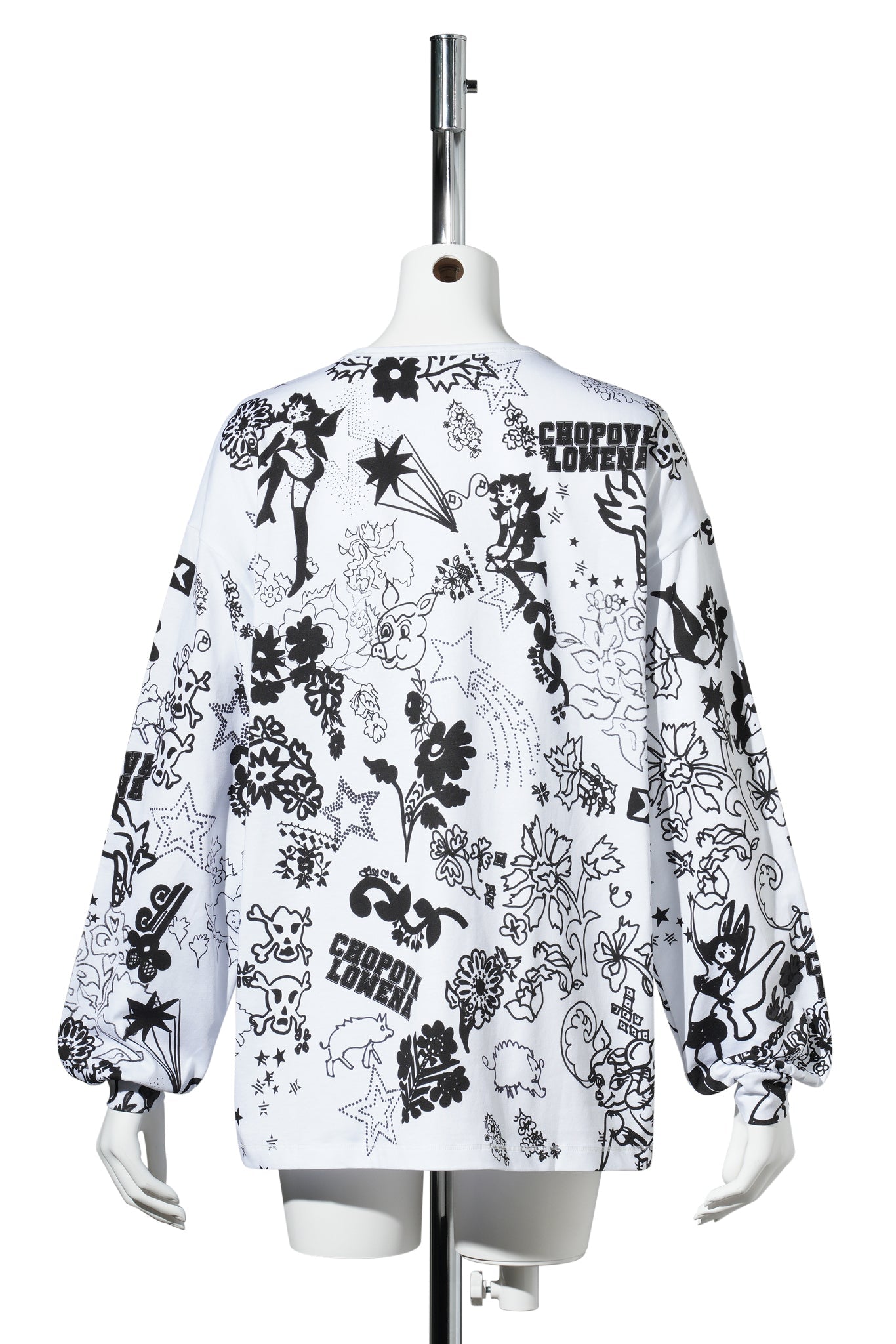 GO GO OVERSIZED JERSEY TOP / BLACK AND WHITE