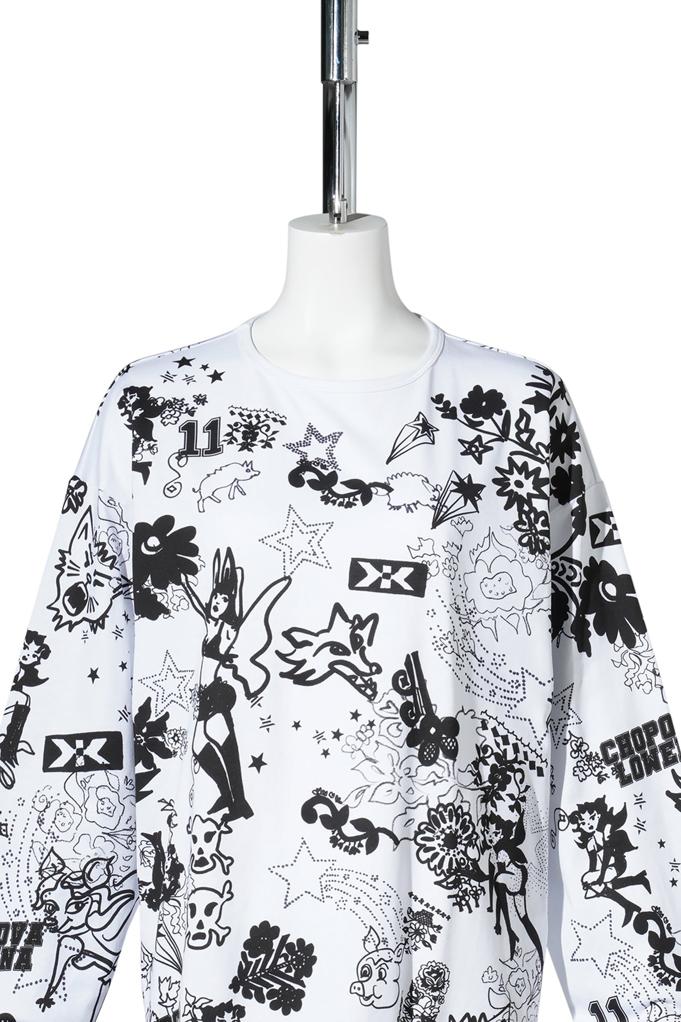 GO GO OVERSIZED JERSEY TOP / BLACK AND WHITE