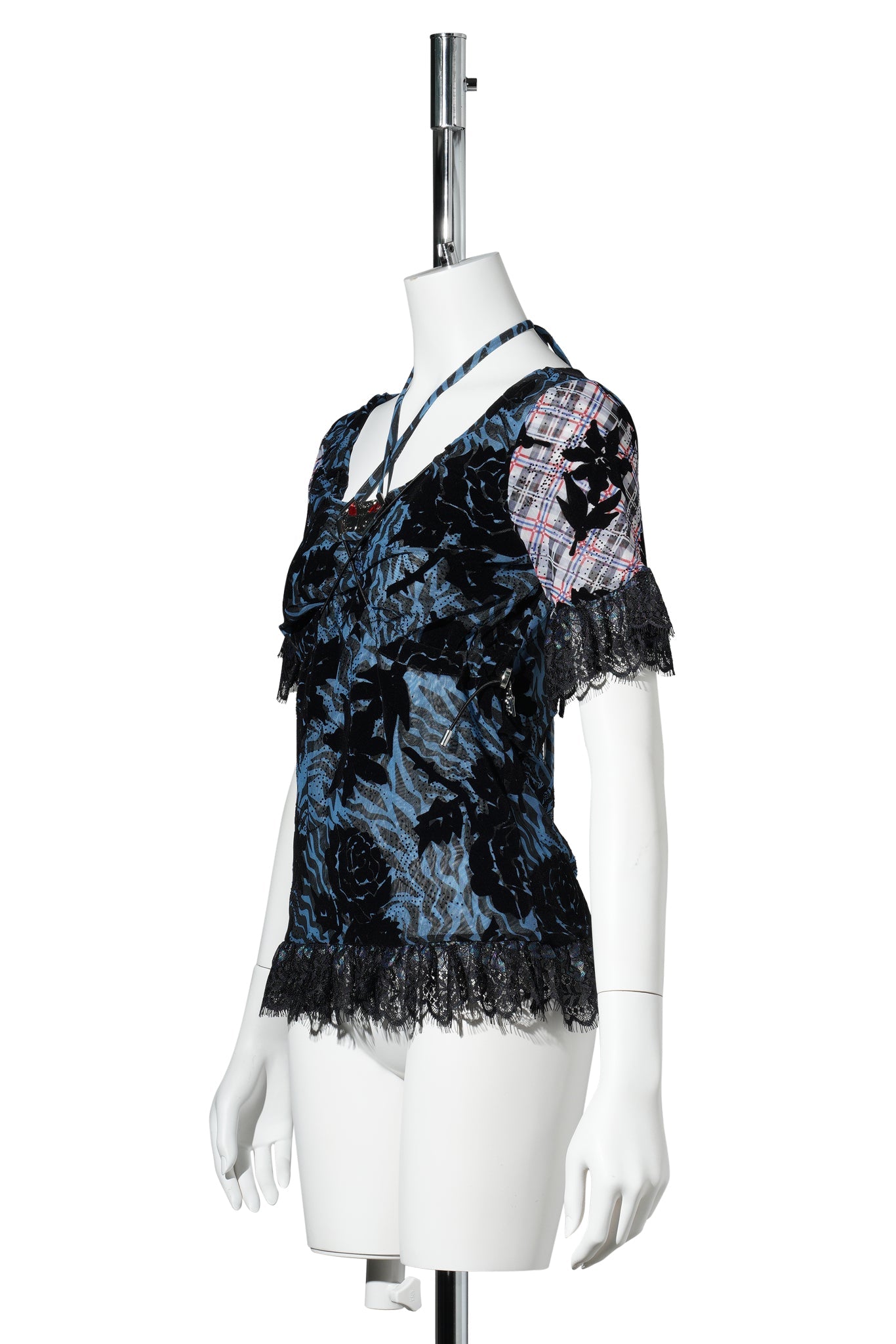 JACKIE MESH SHORT SLEEVE TOP / BLUE MULTI