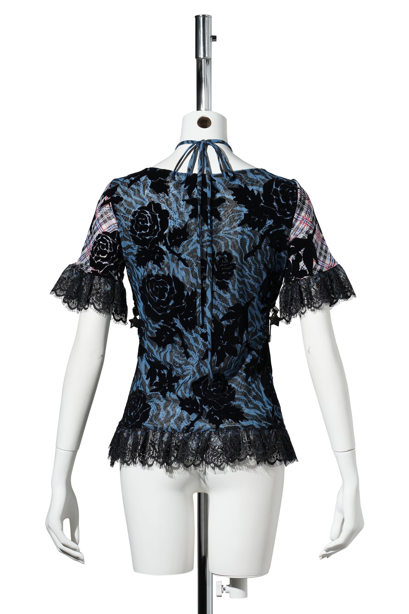 JACKIE MESH SHORT SLEEVE TOP / BLUE MULTI