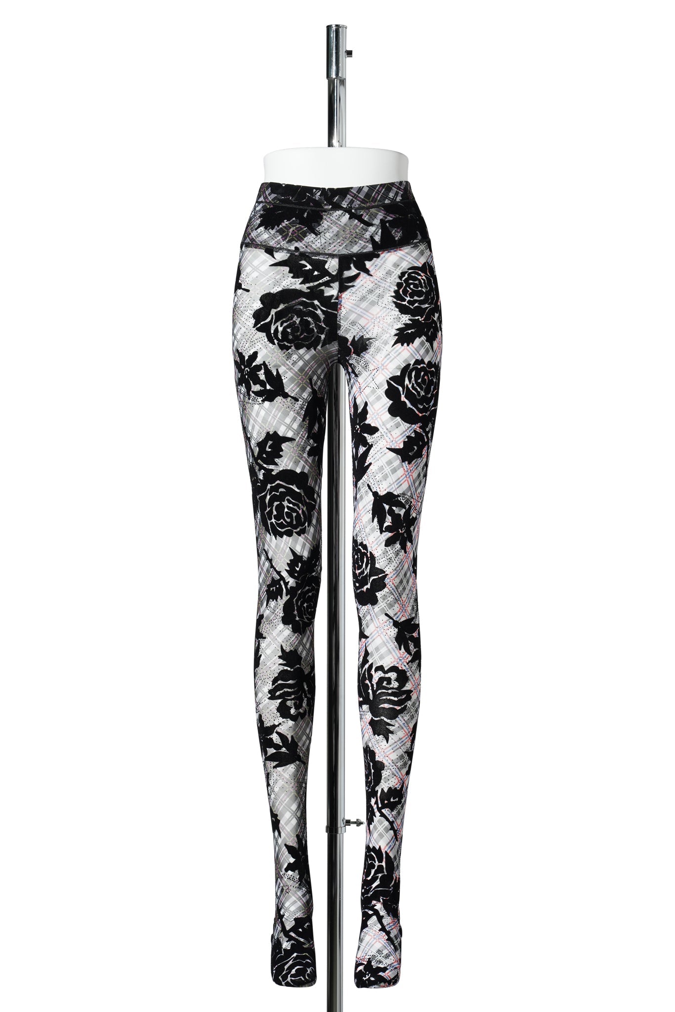 PICNIC PLAID FLOCKED MESH LEGGINGS / MULTI