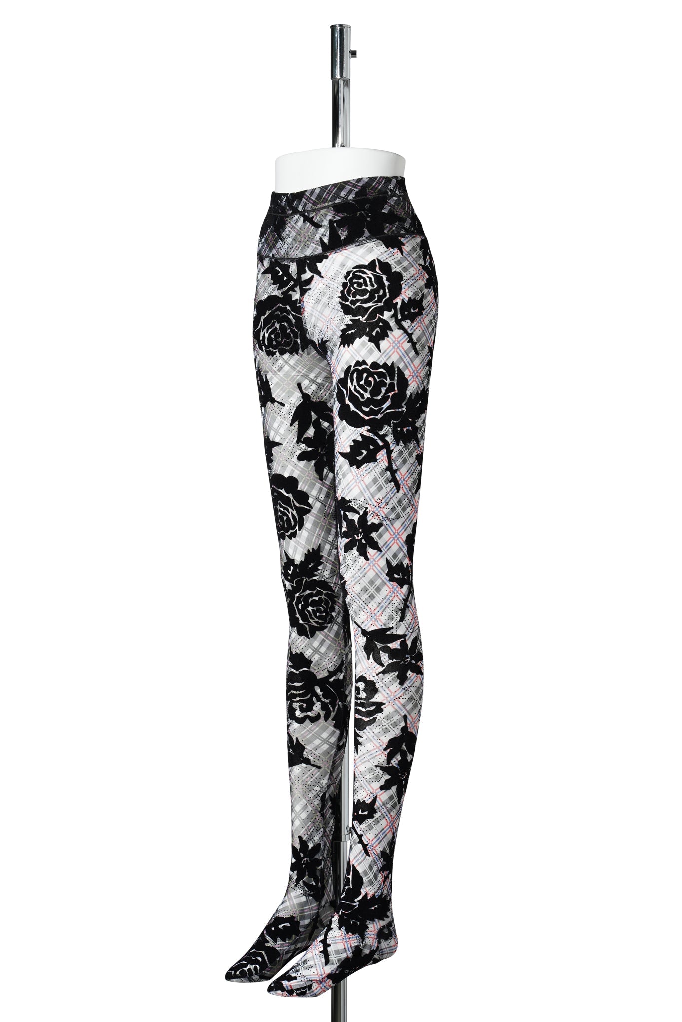 PICNIC PLAID FLOCKED MESH LEGGINGS / MULTI