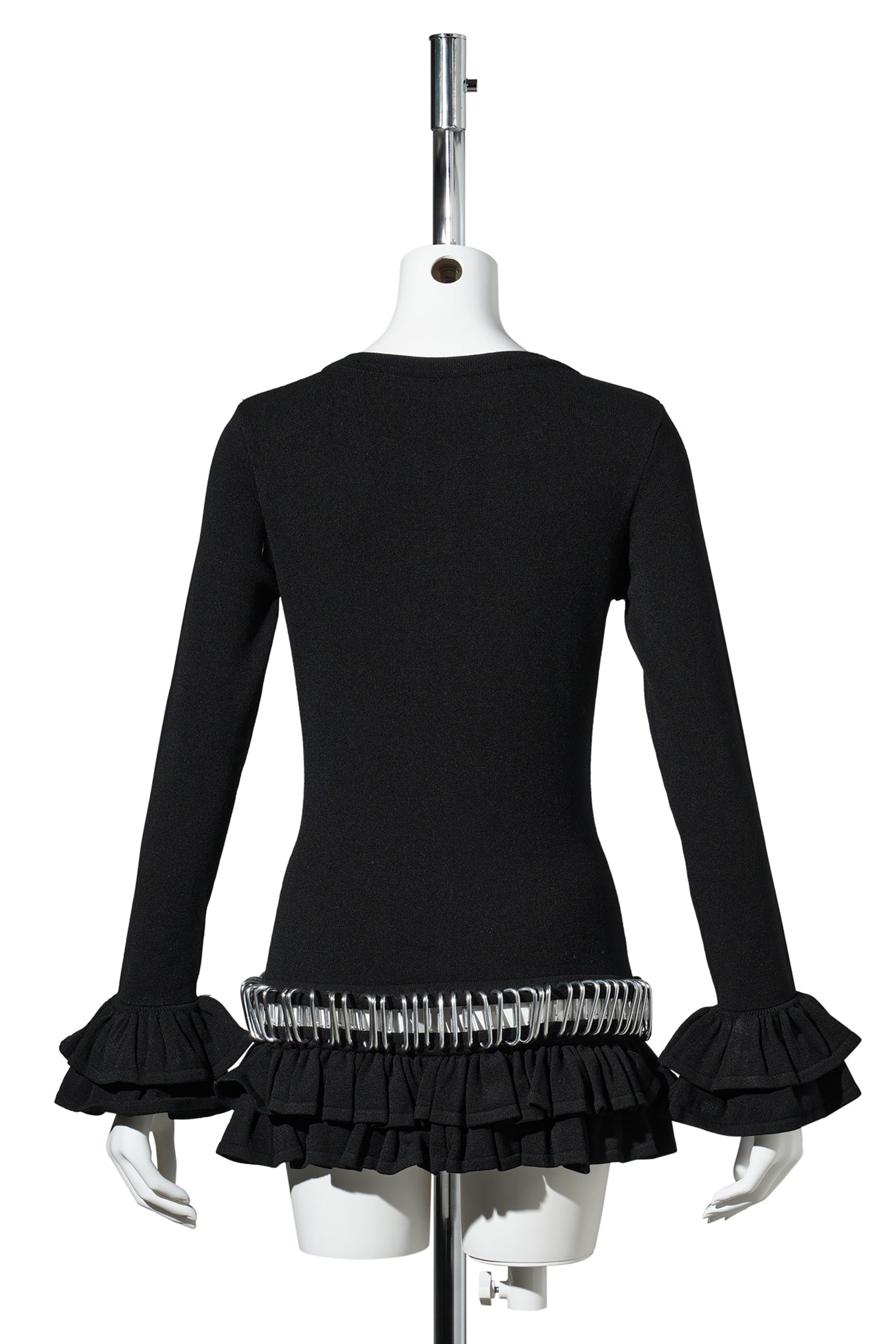 RUFFLE CARABINER CARDIGAN / BLACK