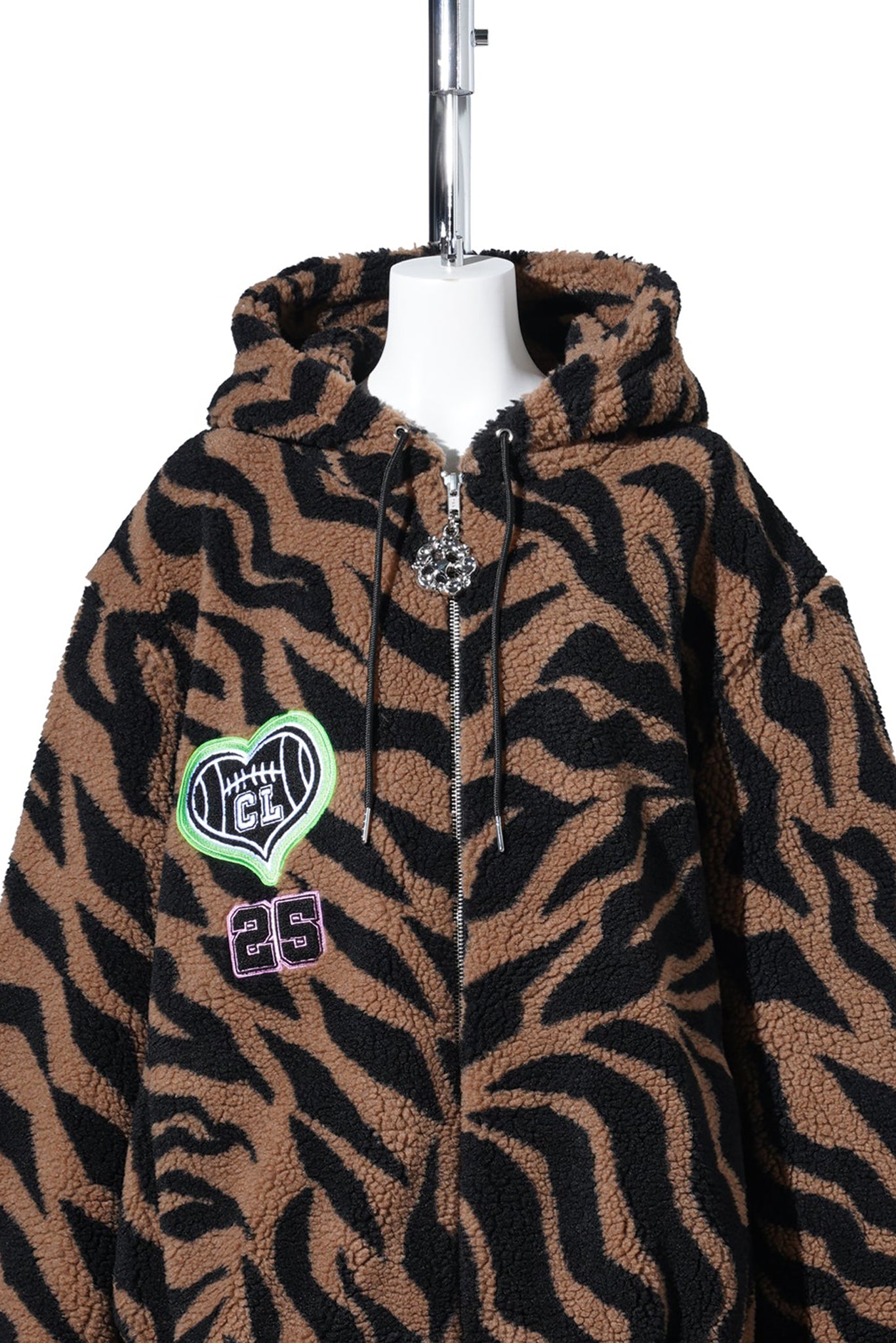 OVERSIZED HOODED FLEECE / BROWN AND BLACK