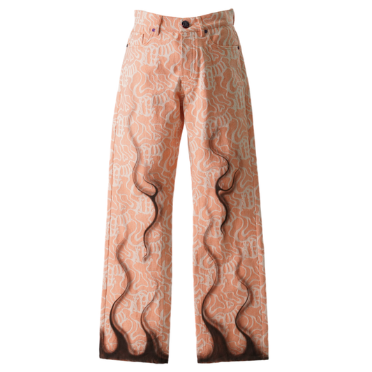 JACQUARD DENIM PANTS / FLAMES