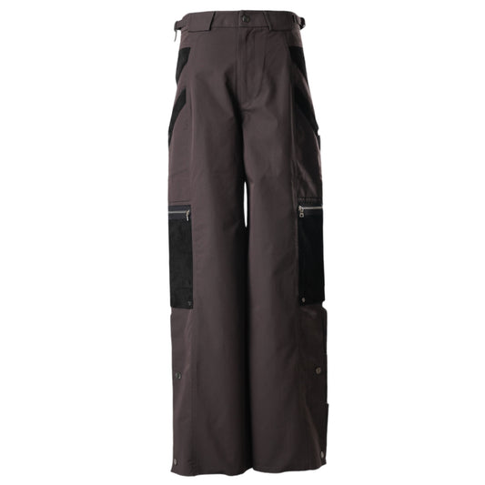 SNAPPED HEM CARGO TROUSERS / DARK BROWN