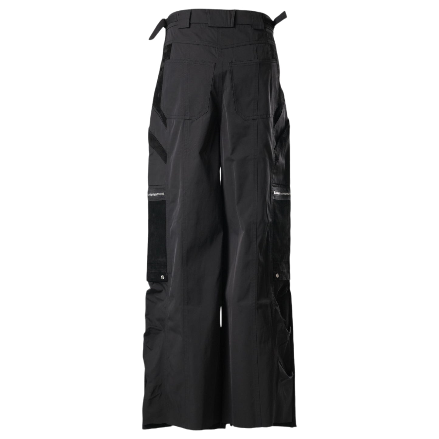 SNAPPED HEM CARGO TROUSERS / BLACK