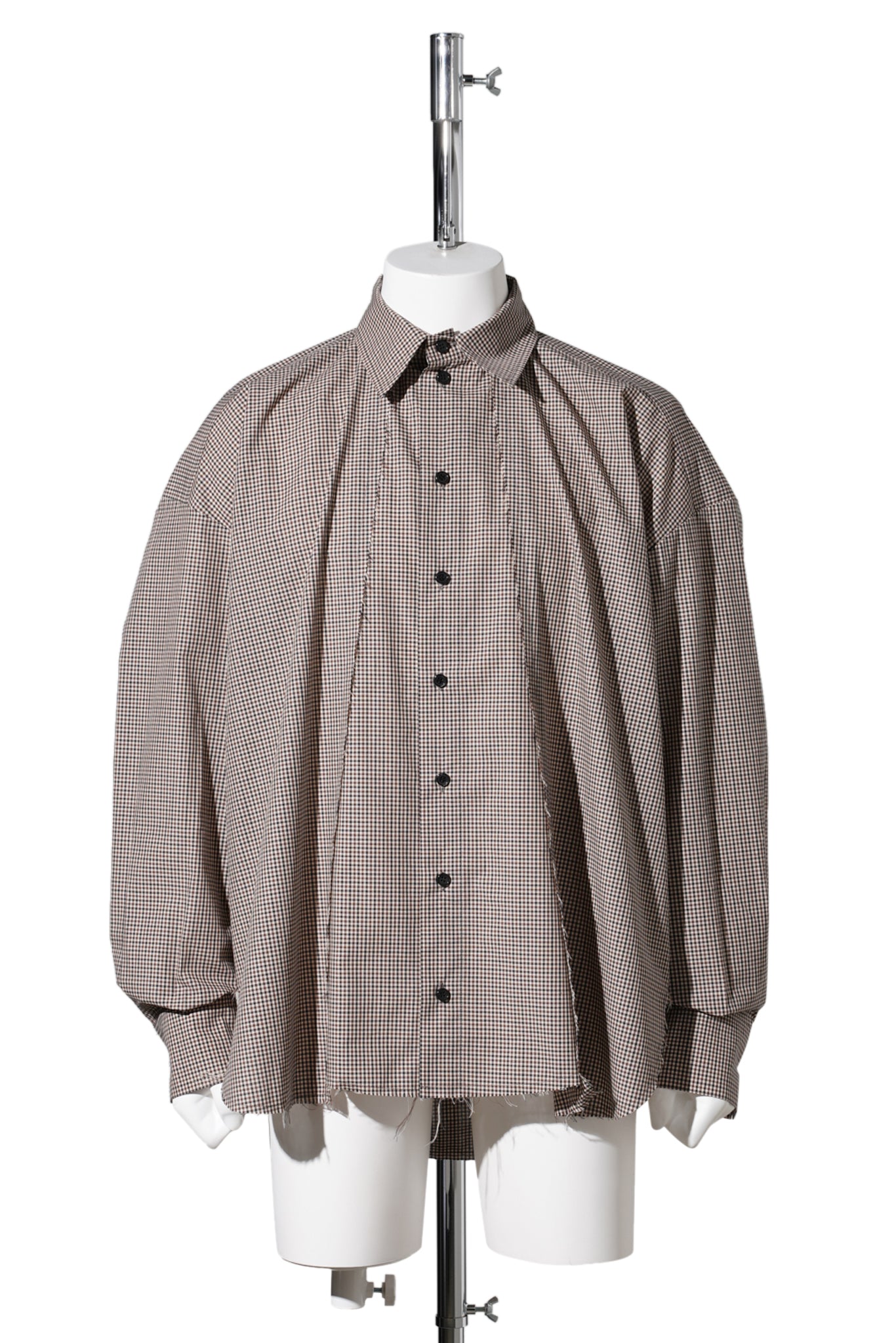 REWORKED GINGHAM FLANNEL SHIRT / BROWN GINGHAM