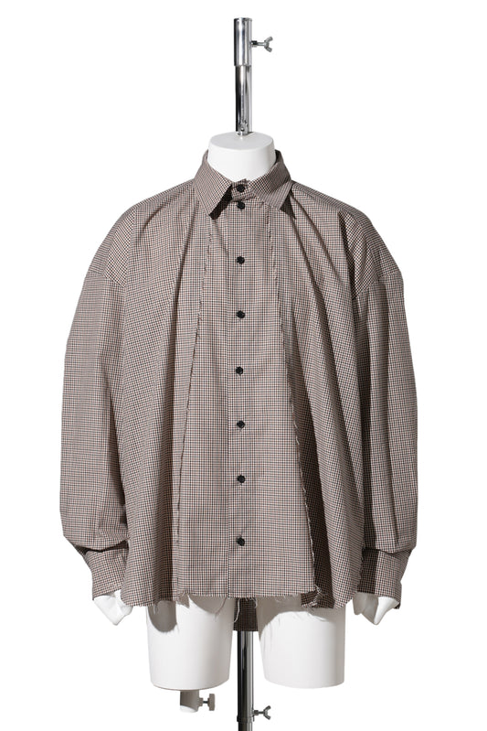 REWORKED GINGHAM FLANNEL SHIRT / BROWN GINGHAM