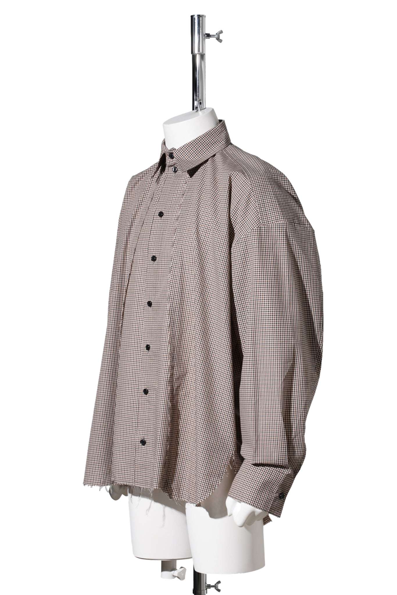 REWORKED GINGHAM FLANNEL SHIRT / BROWN GINGHAM