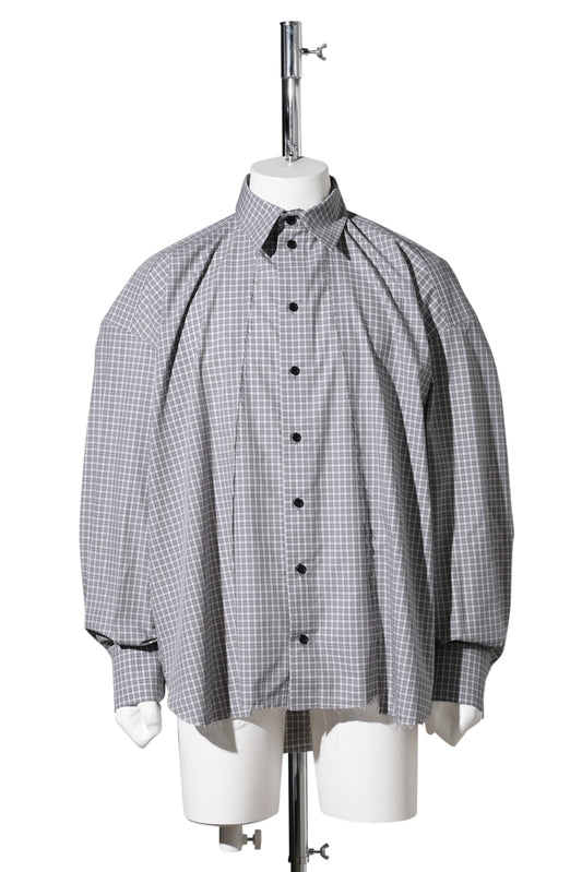 REWORKED GINGHAM FLANNEL SHIRT / GREY GINGHAM