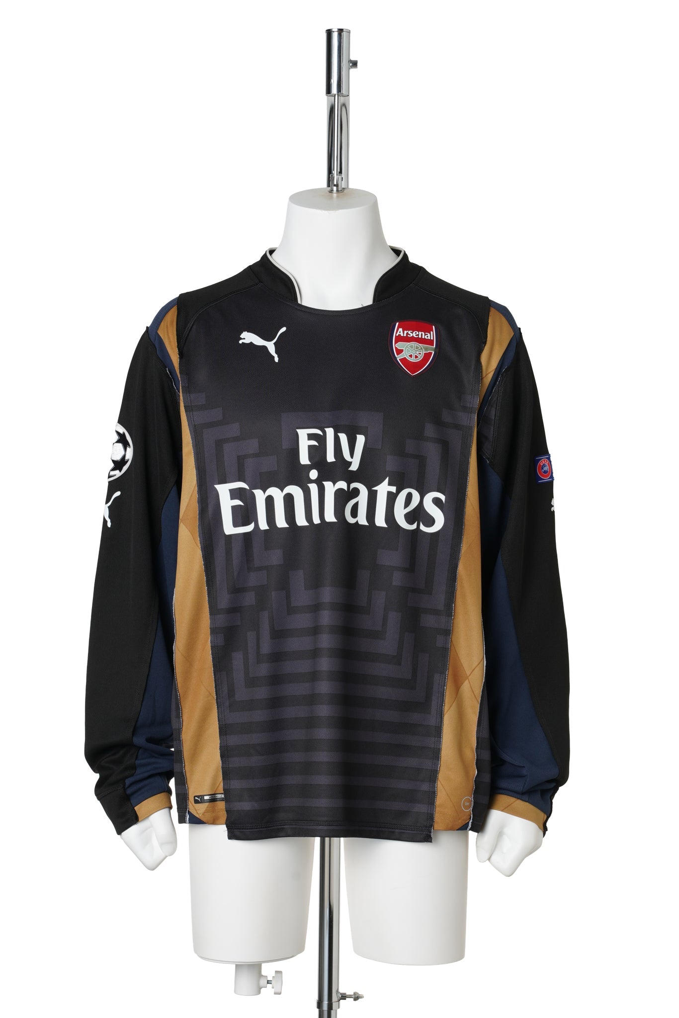 RECONSTRUCTED HYBRID VINTAGE LONGSLEEVEFOOTBALL JERSEY (ARSENAL 2014 and 2015) / MULTI COLOUR