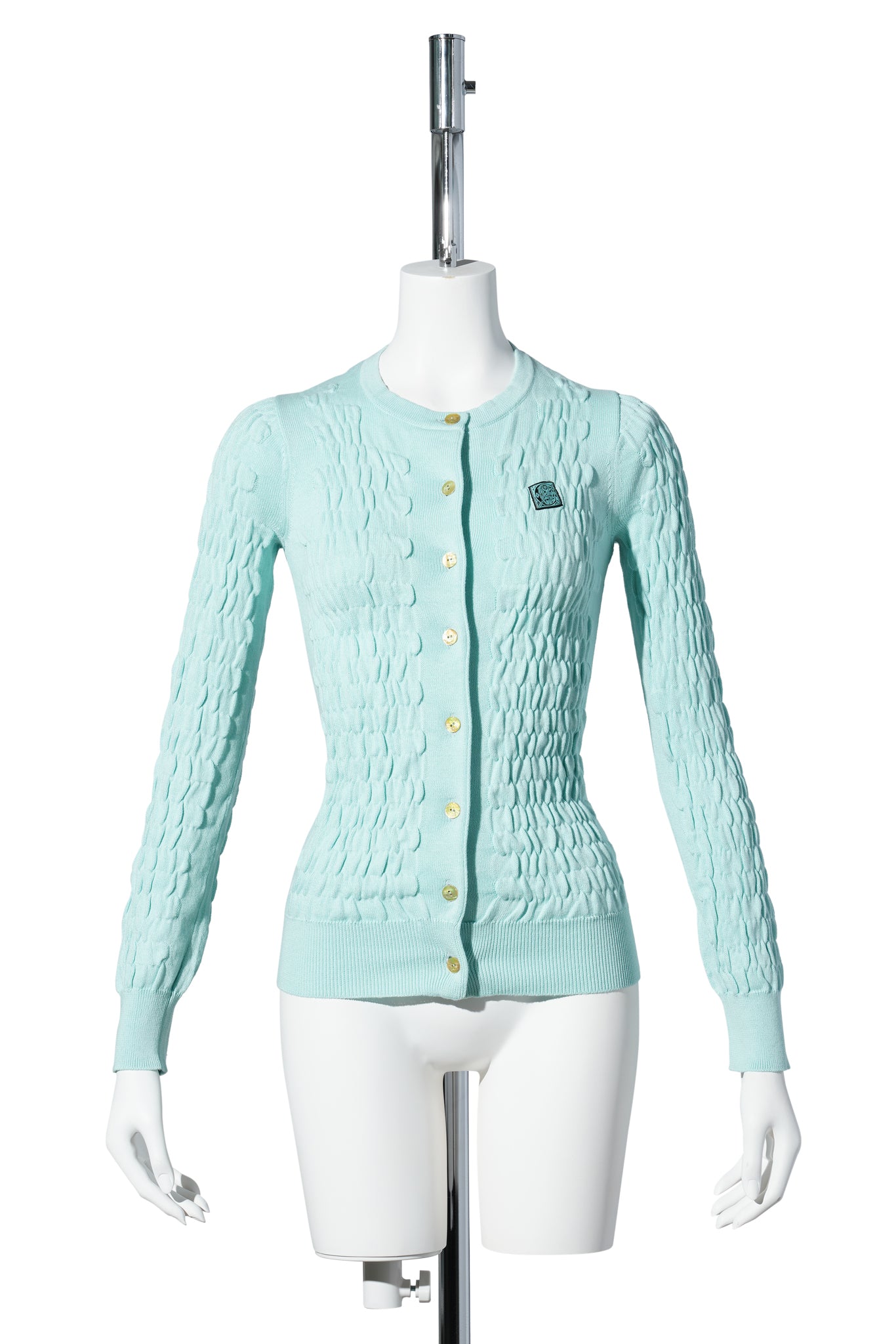 SHIRRED KNIT CASHMERE CARDIGAN / BLUE