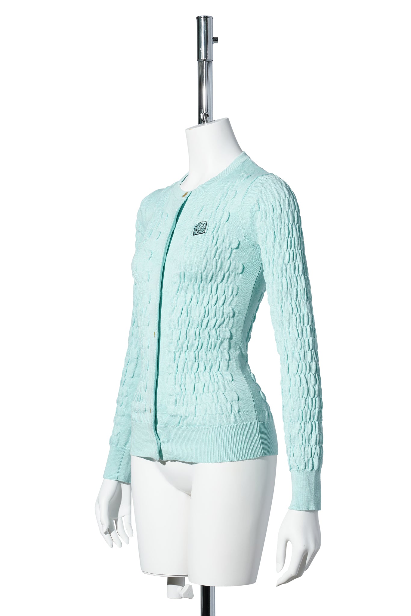 SHIRRED KNIT CASHMERE CARDIGAN / BLUE