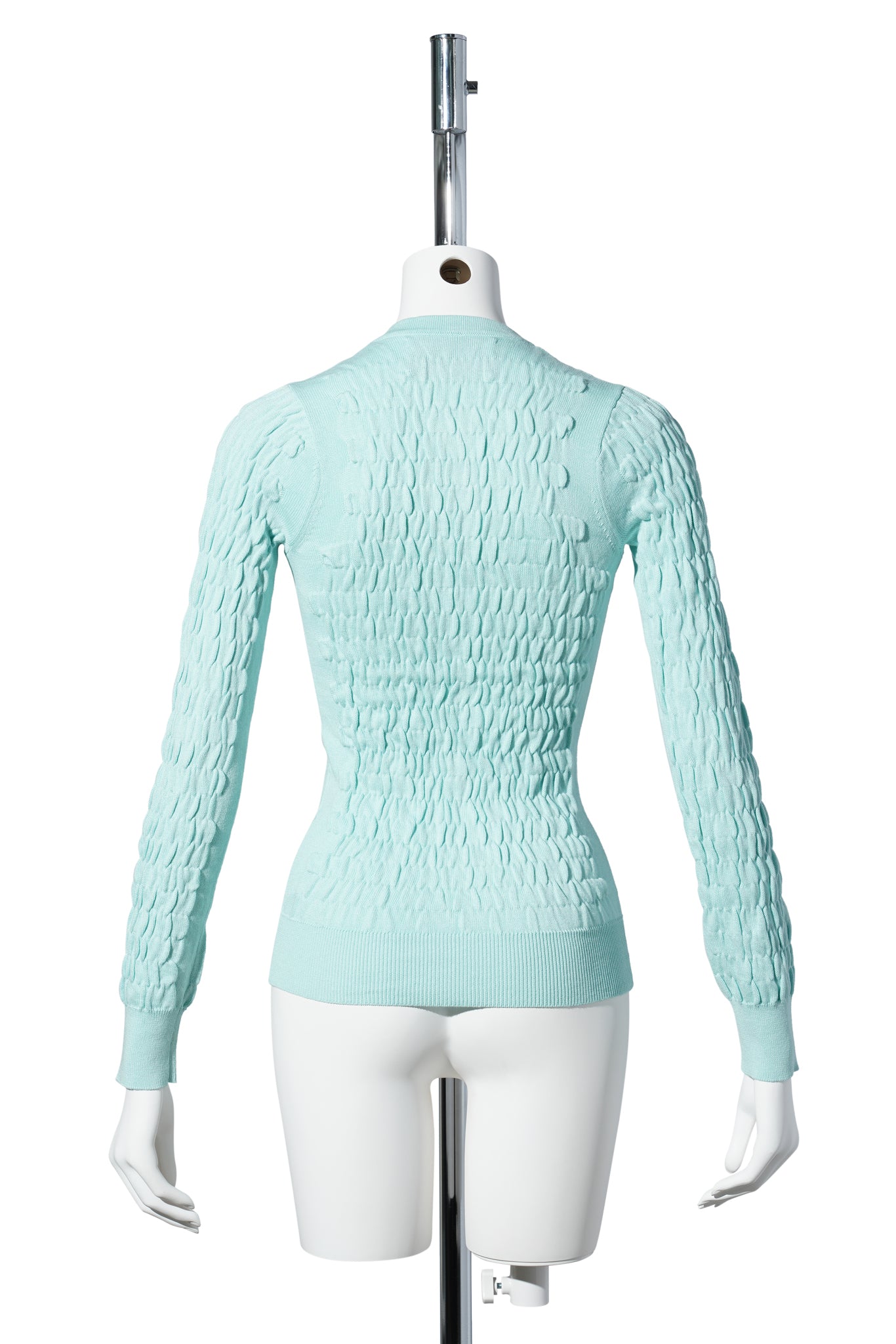 SHIRRED KNIT CASHMERE CARDIGAN / BLUE