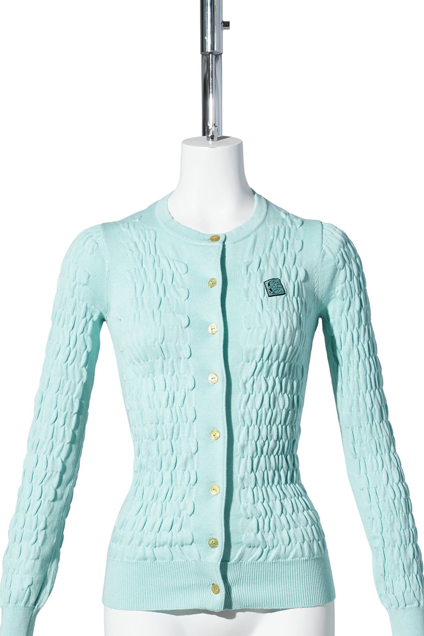 SHIRRED KNIT CASHMERE CARDIGAN / BLUE