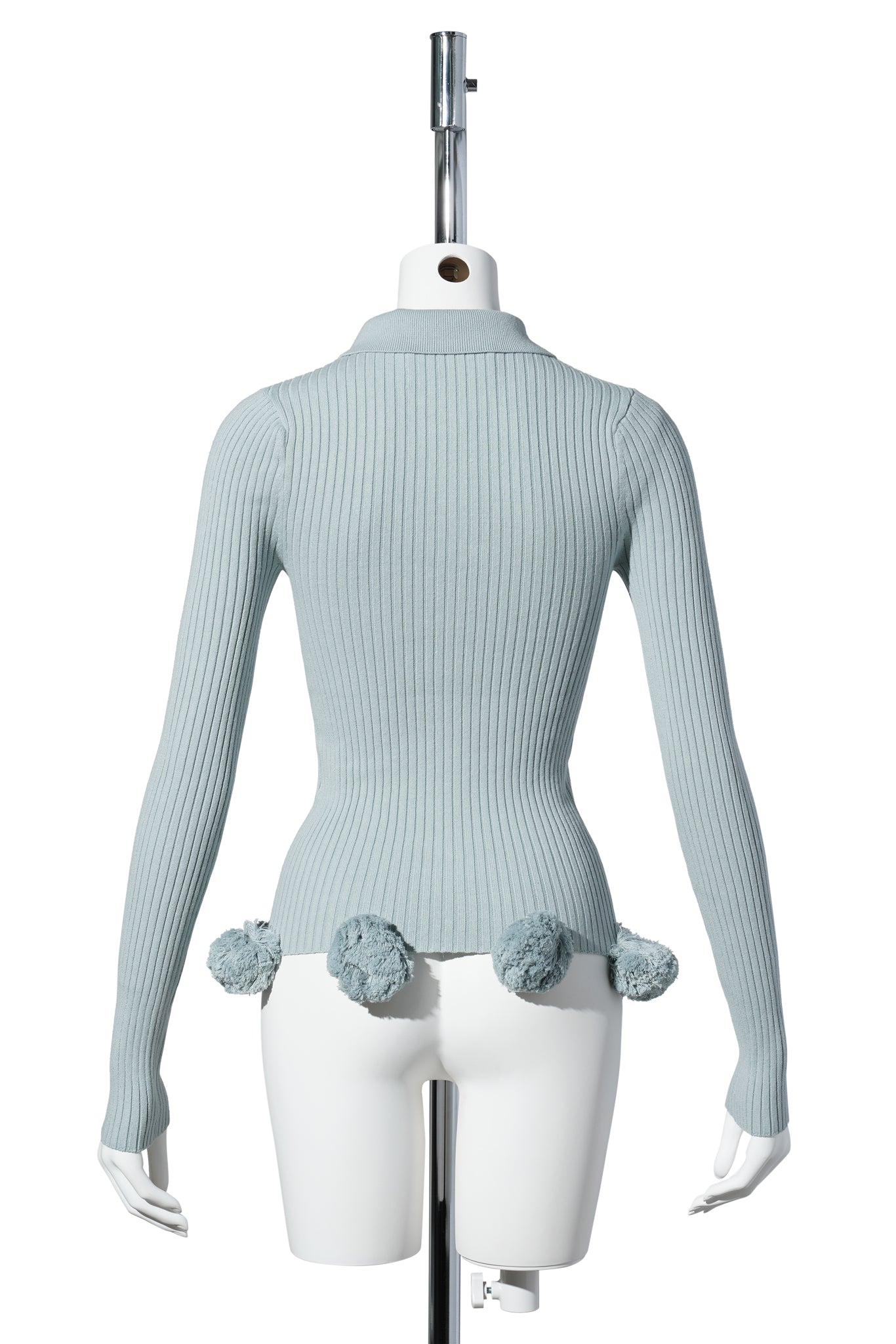 POM POM KNIT CARDIGAN / GREY