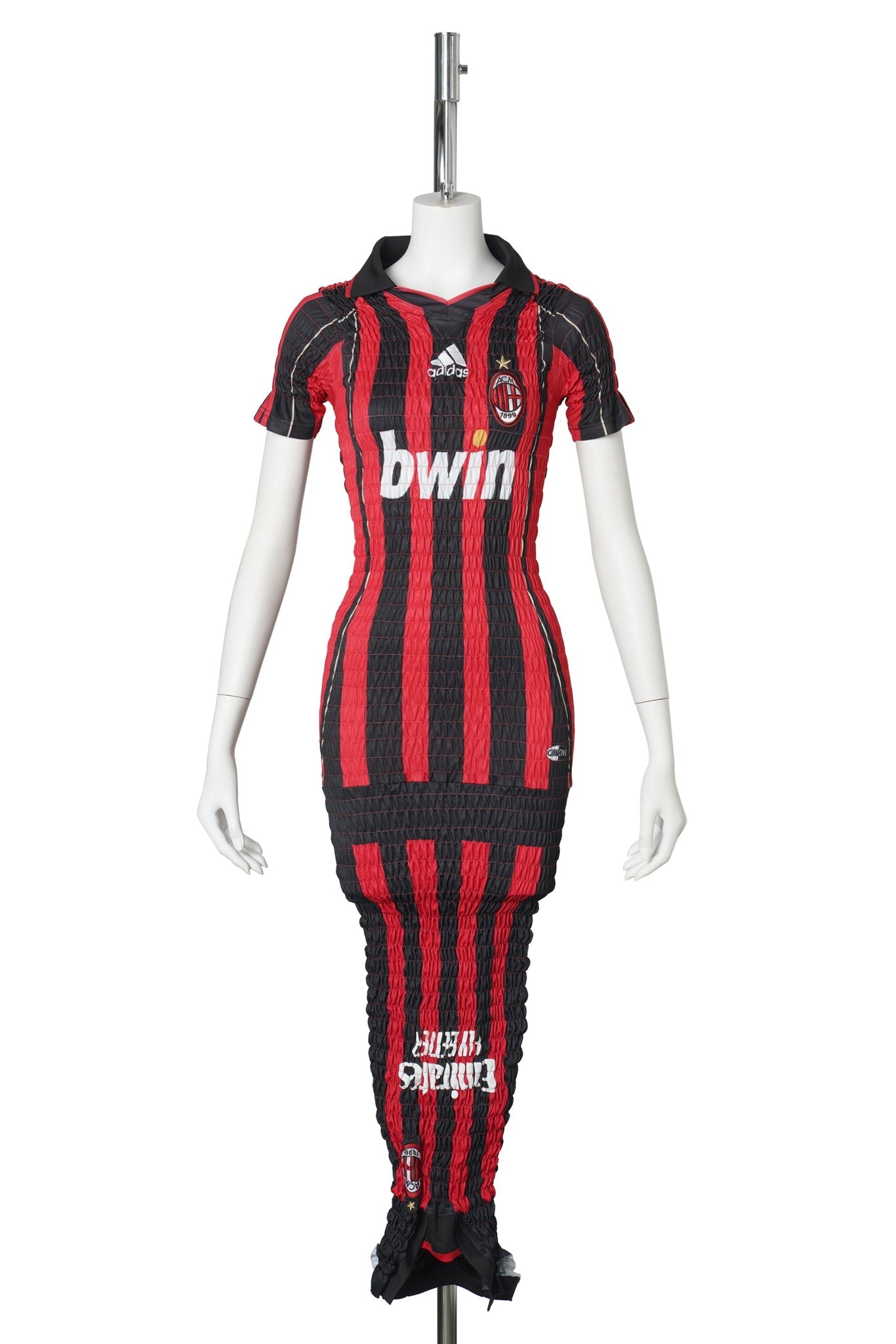RECONSTITUTED SHIRRED FOOTBALL DRESS / MULTI