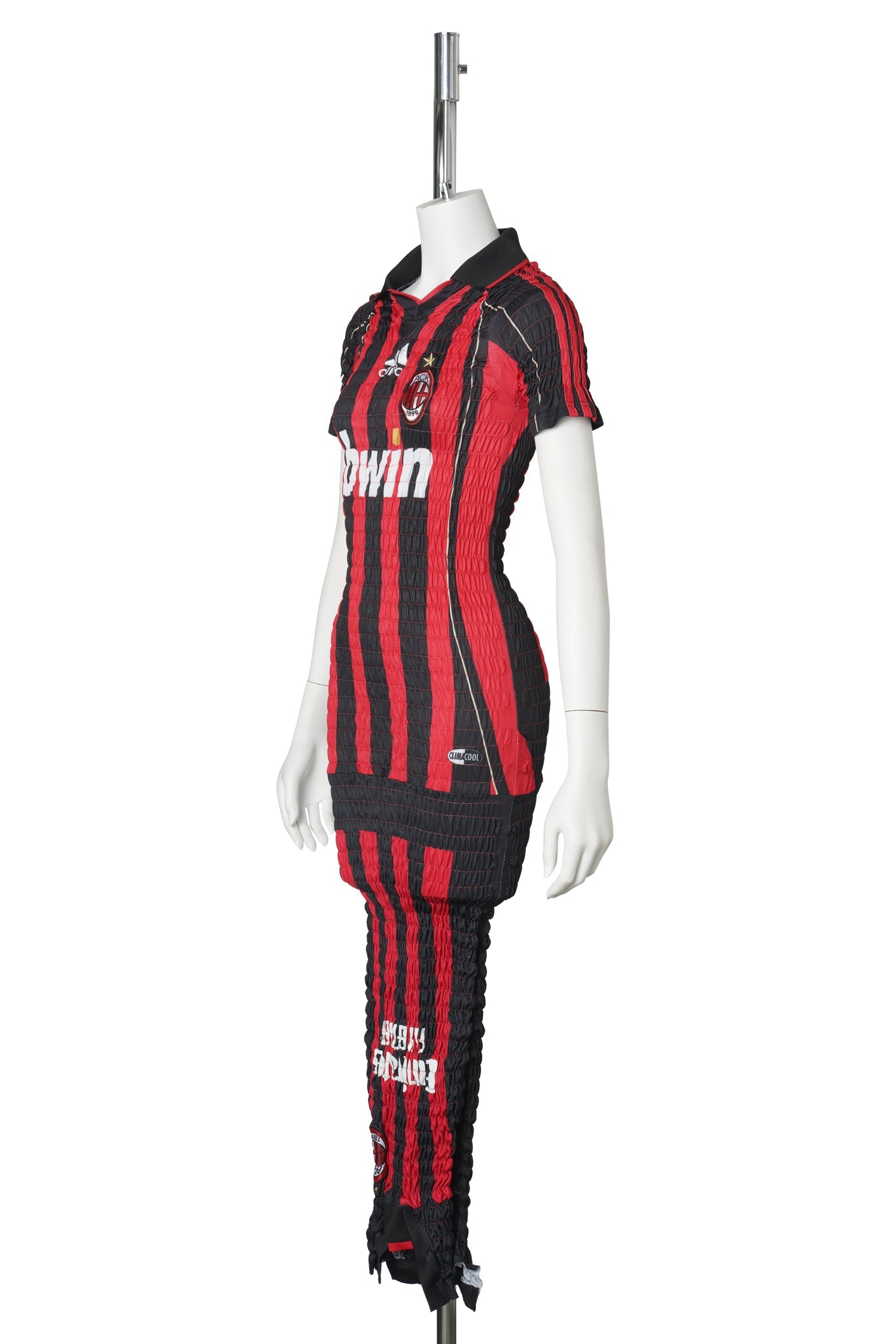 RECONSTITUTED SHIRRED FOOTBALL DRESS / MULTI