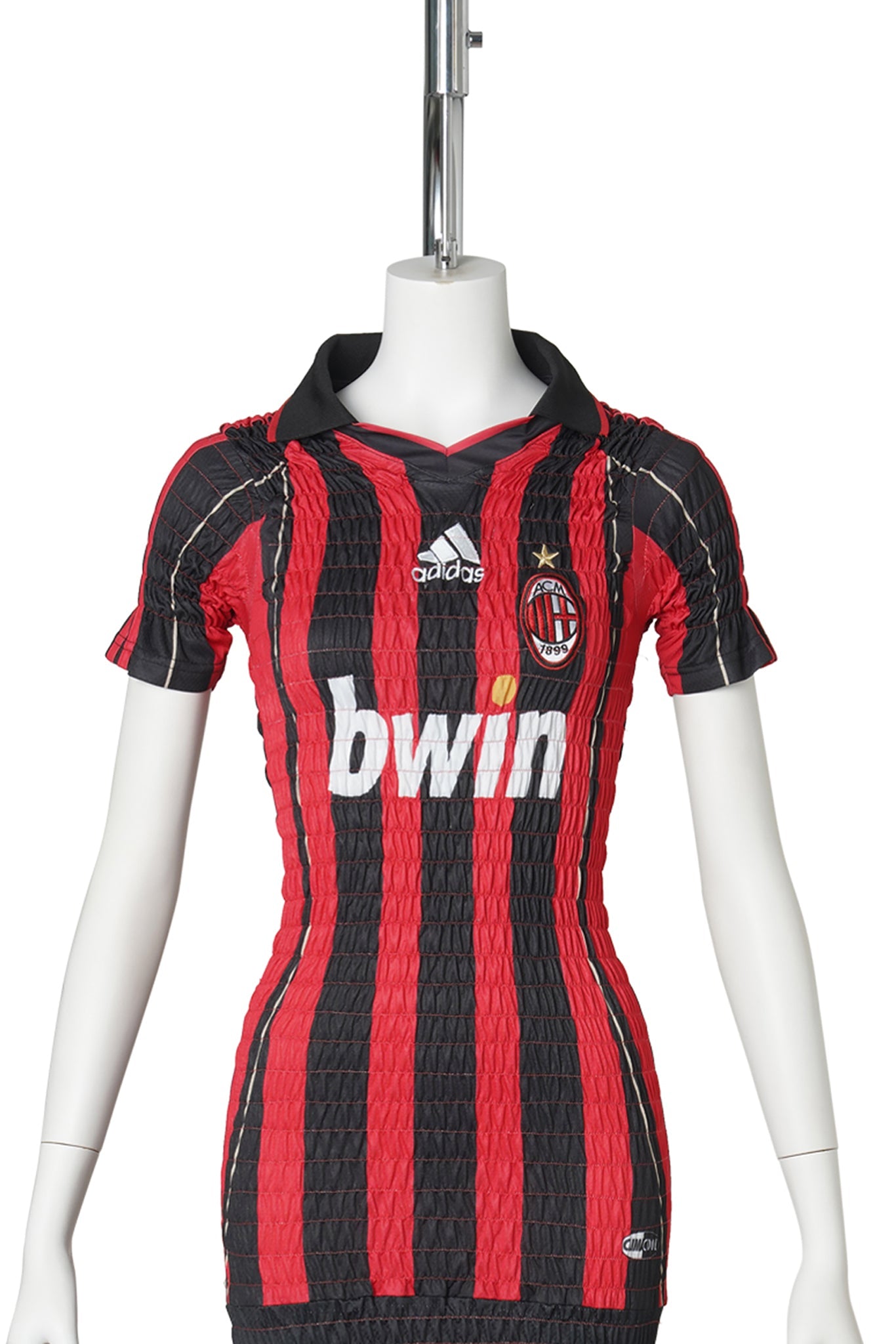 RECONSTITUTED SHIRRED FOOTBALL DRESS / MULTI