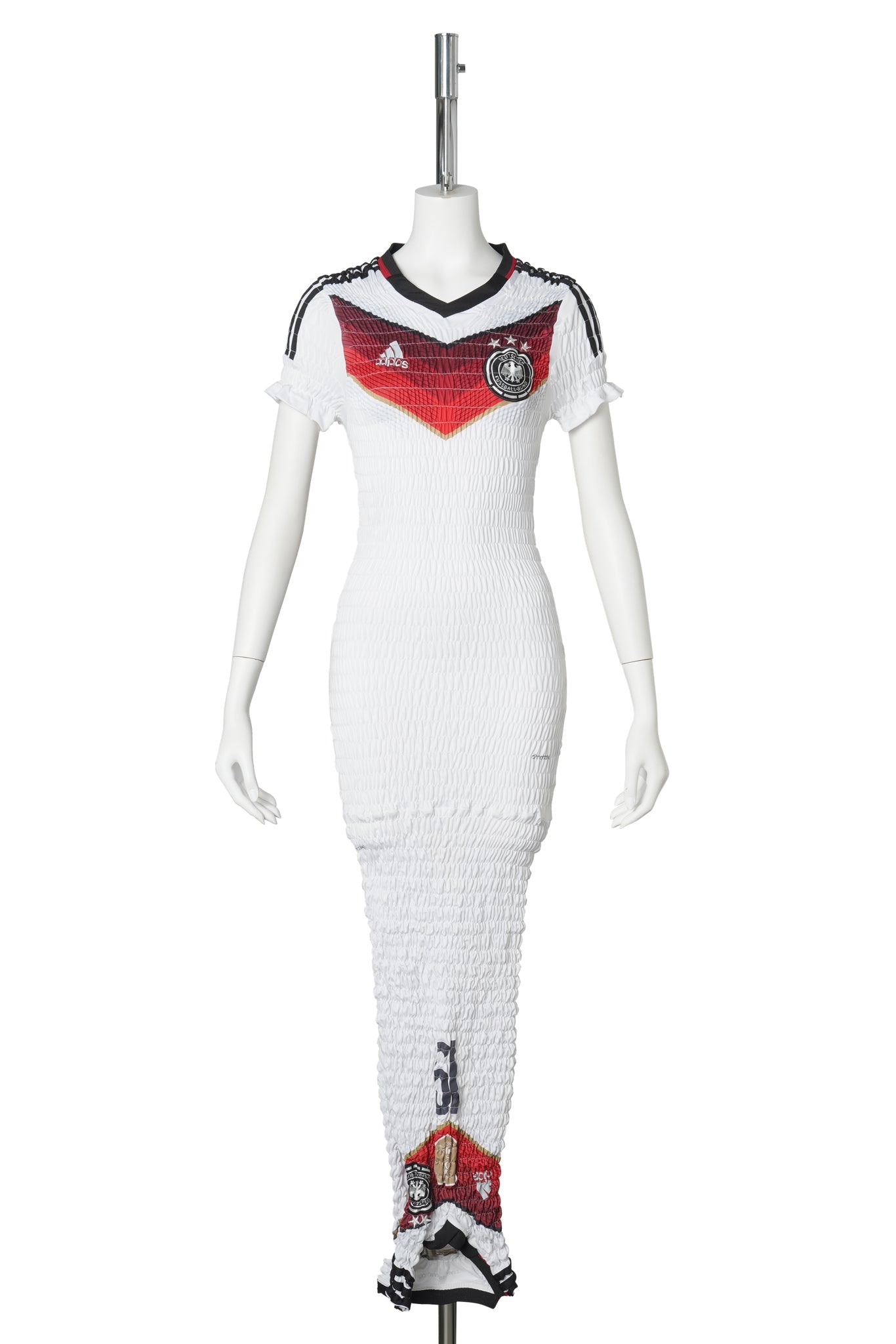 RECONSTITUTED SHIRRED FOOTBALL DRESS / MULTI