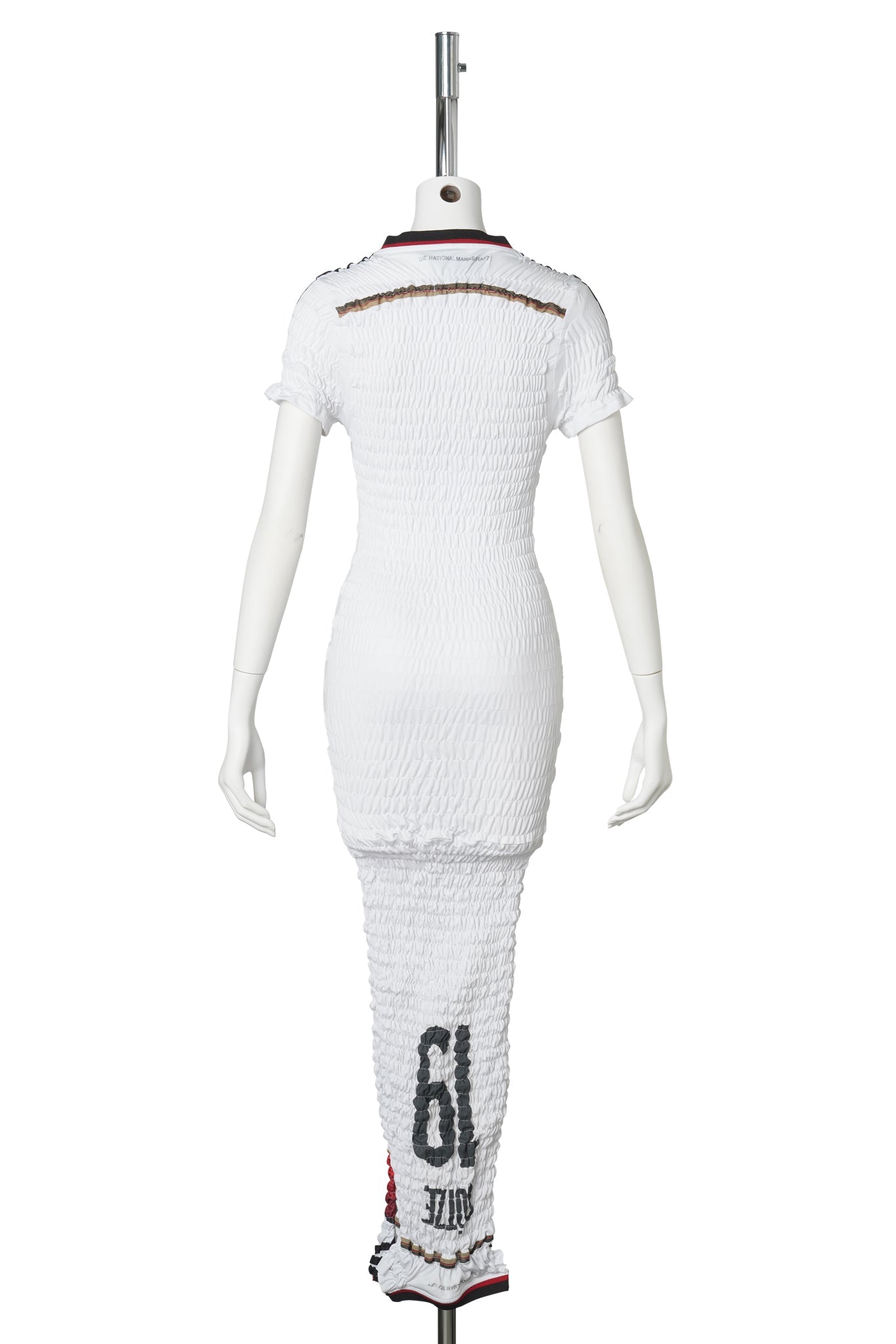 RECONSTITUTED SHIRRED FOOTBALL DRESS / MULTI