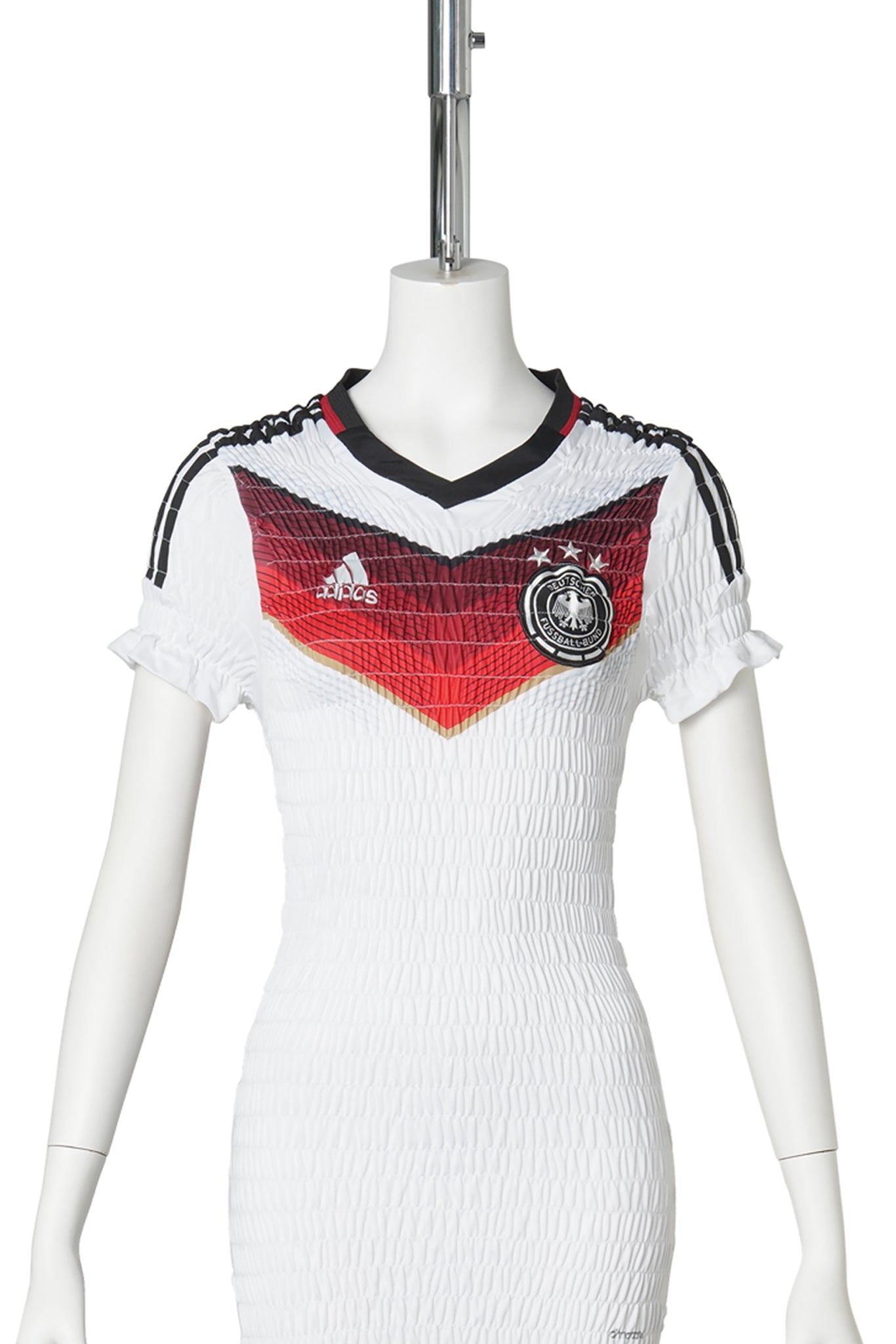 RECONSTITUTED SHIRRED FOOTBALL DRESS / MULTI