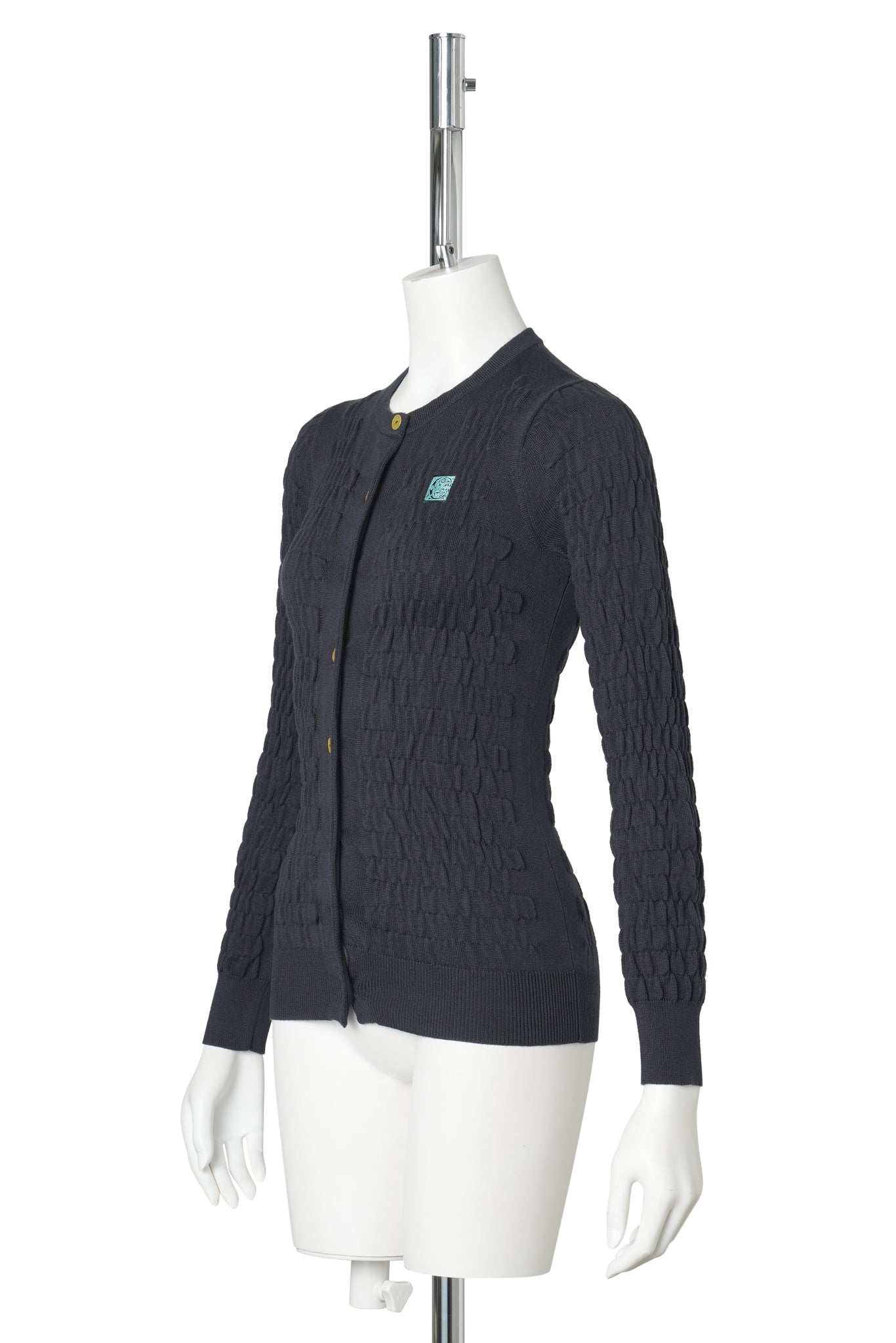 SHIRRED KNITTED CARDIGAN / NAVY