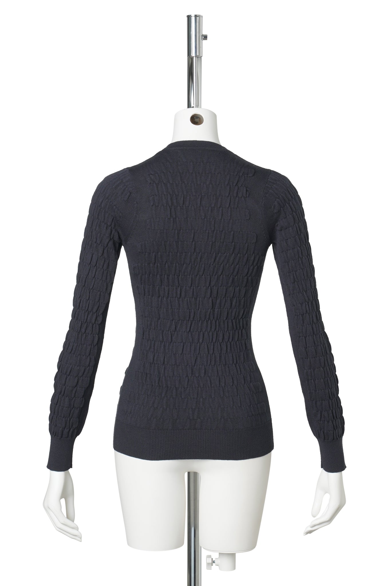 SHIRRED KNITTED CARDIGAN / NAVY