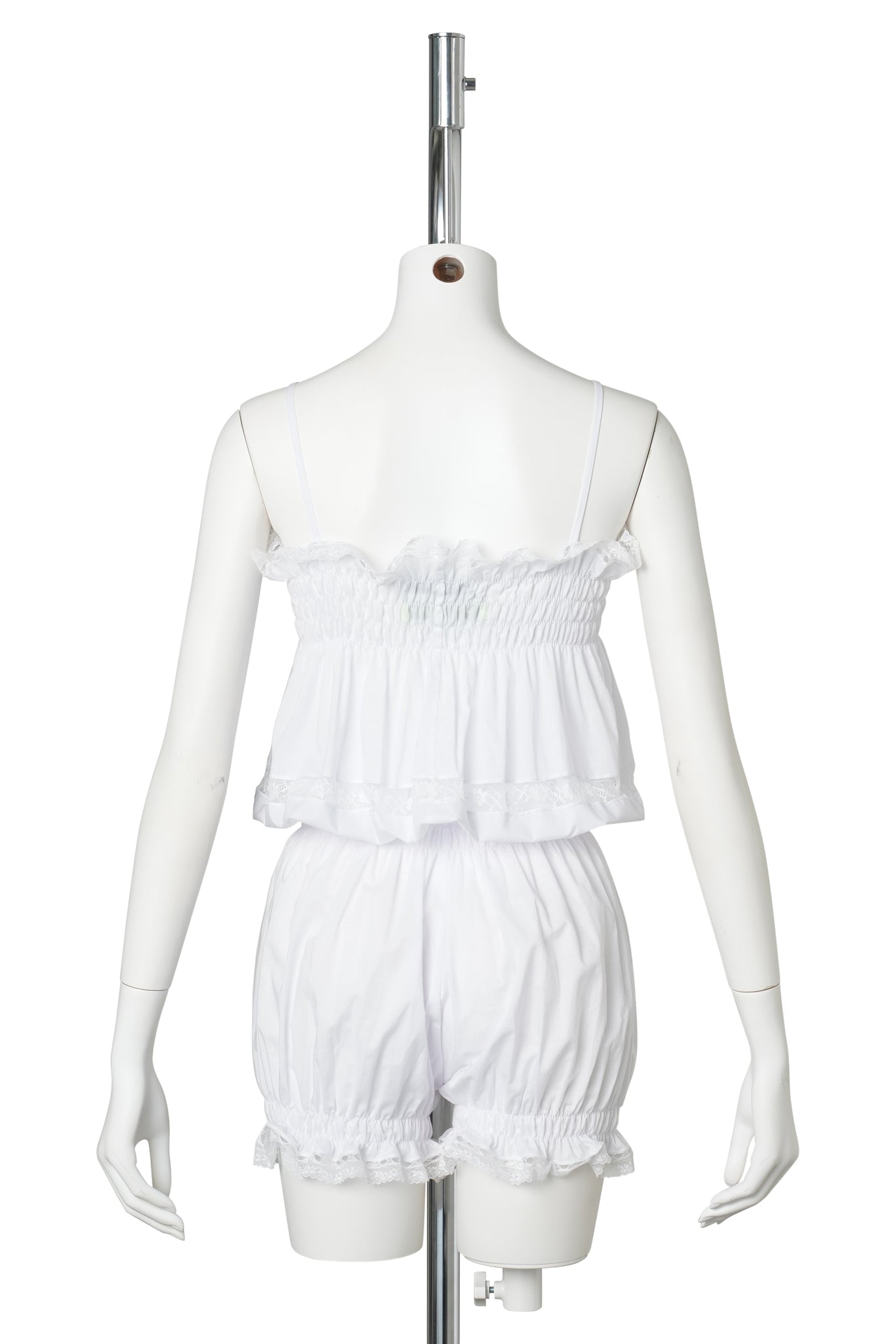 COTTON AND LACE TRIM ROMPER / WHITE