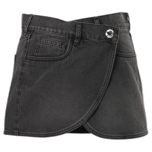 DENIM MINI SKIRT / GREY