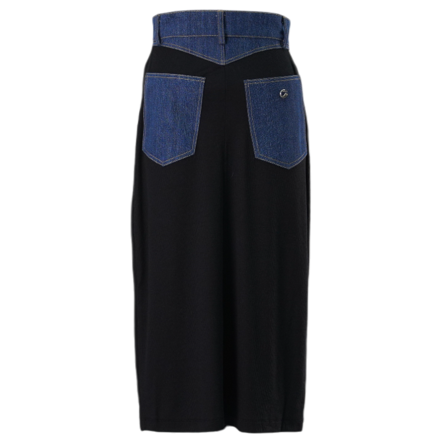 SECOND SKIN RIB DENIM SKIRT / BLACK