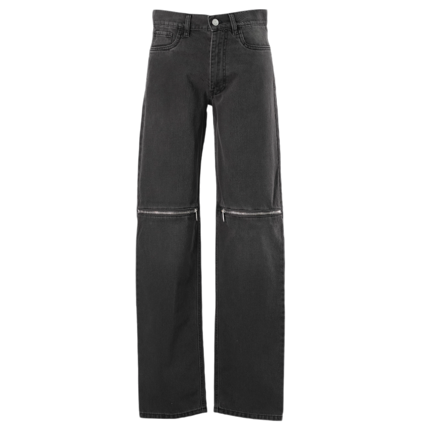 KNEE ZIP DENIM PANTS / GREY