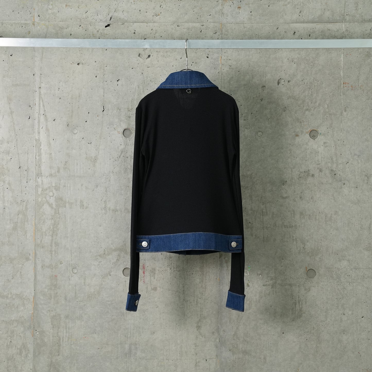 SECOND SKIN RIB DENIM TOP / BLACK