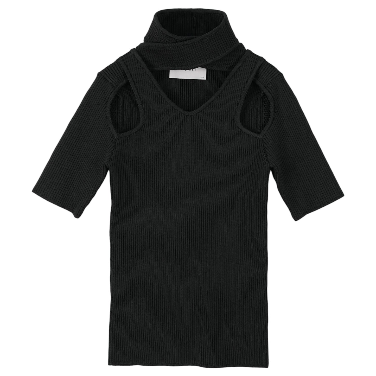 SHORT SLEEVE CUT-OUT KNIT JUMPER / BLACK