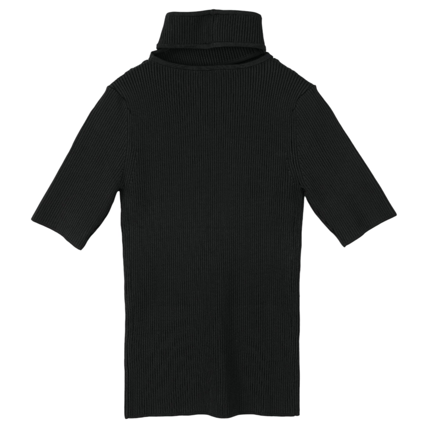 SHORT SLEEVE CUT-OUT KNIT JUMPER / BLACK